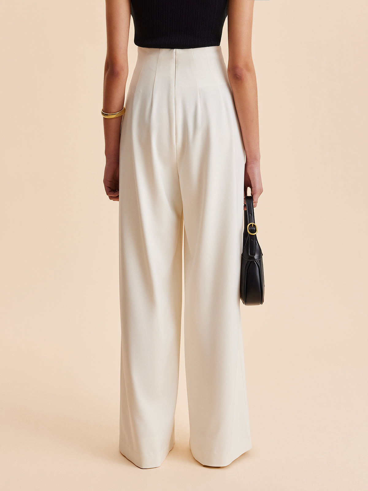 Embellished High-Waist Wide-Leg Pants with Improved Comfort and Elastic Band