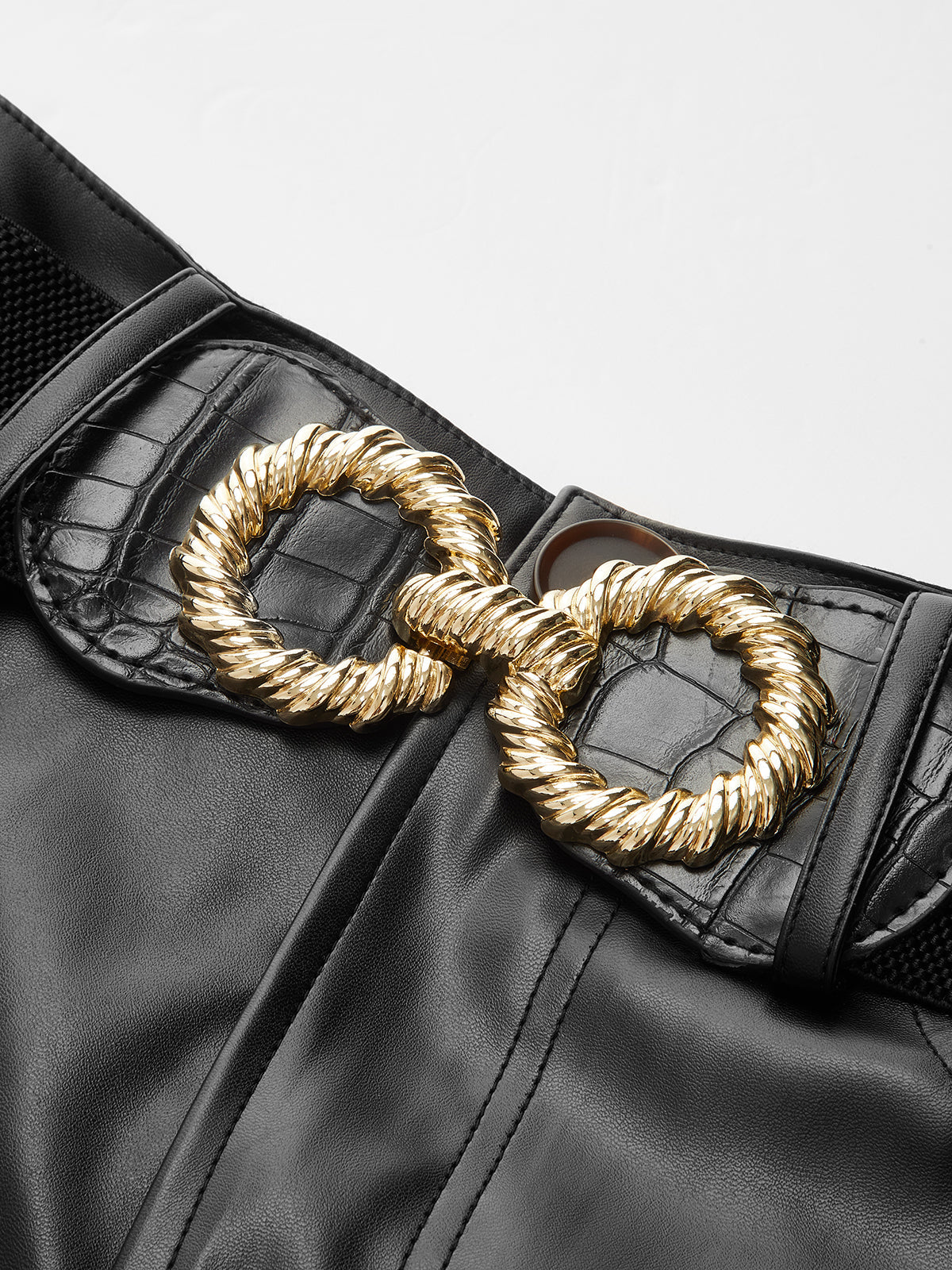 Belted Faux Leather Shorts High-Waisted Trendy Fashion