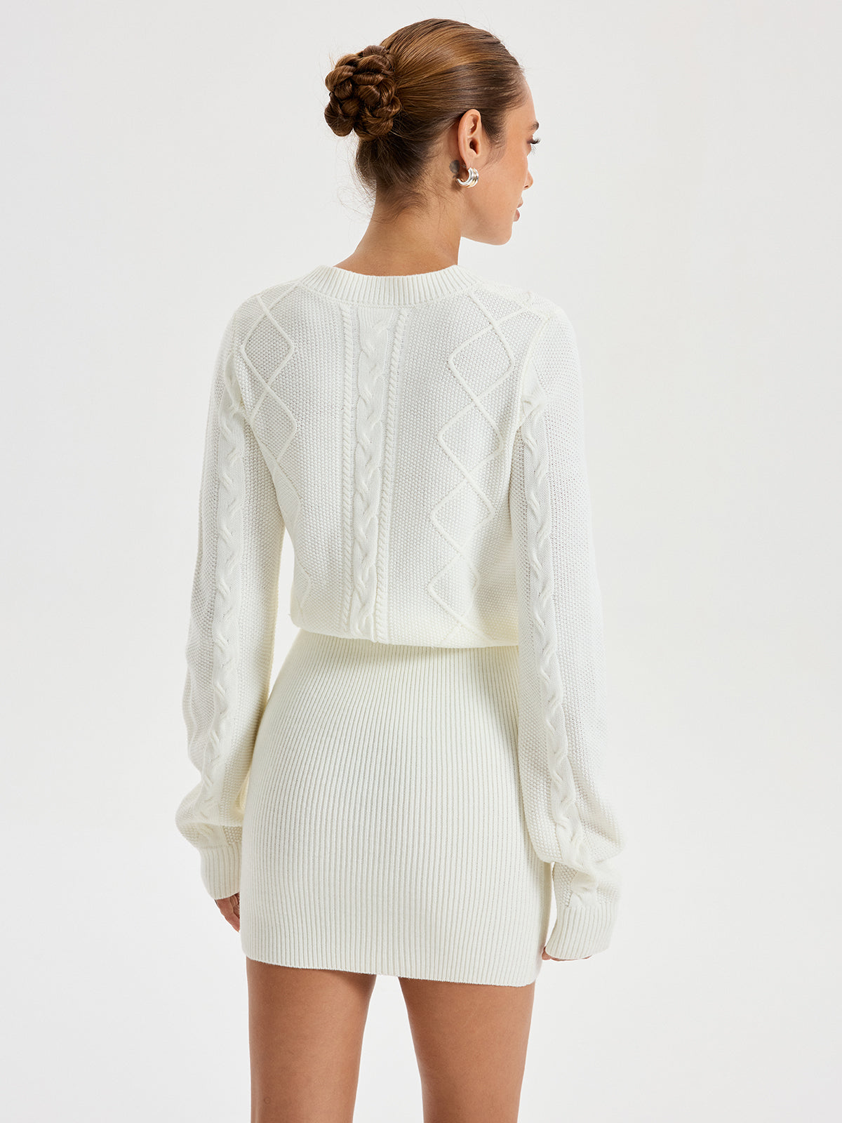 Cable Knit Crewneck Sweater Dress for Women Cozy Winter Fashion