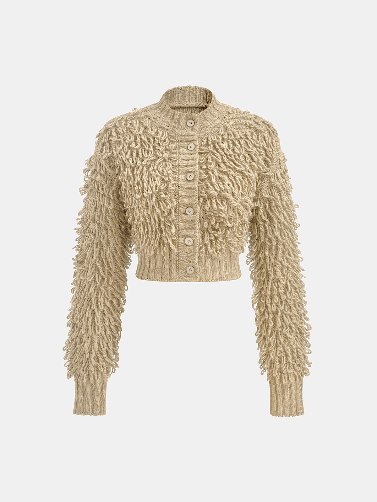 Textured Fringe Buttoned Knit Top for Women Casual Wear