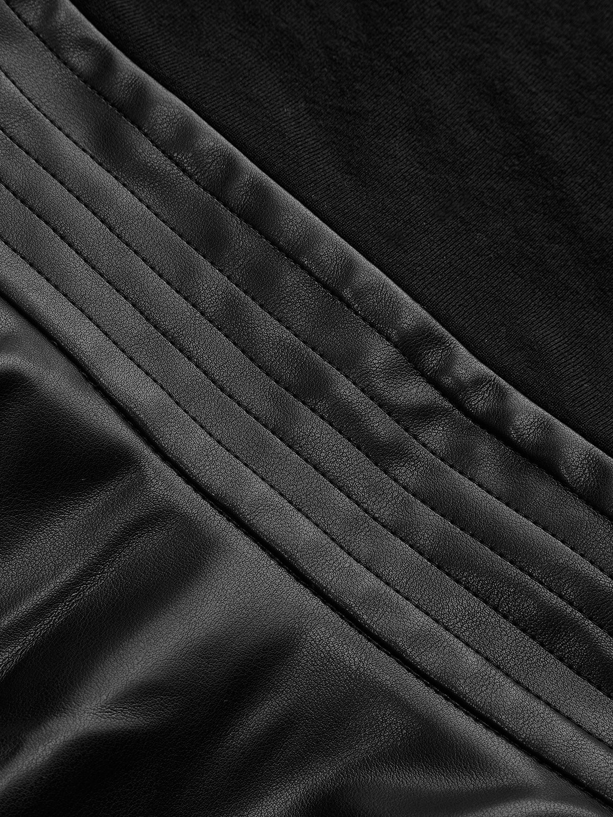 Faux Leather Peplum Long-Sleeve Top for Women Trendy Fashion