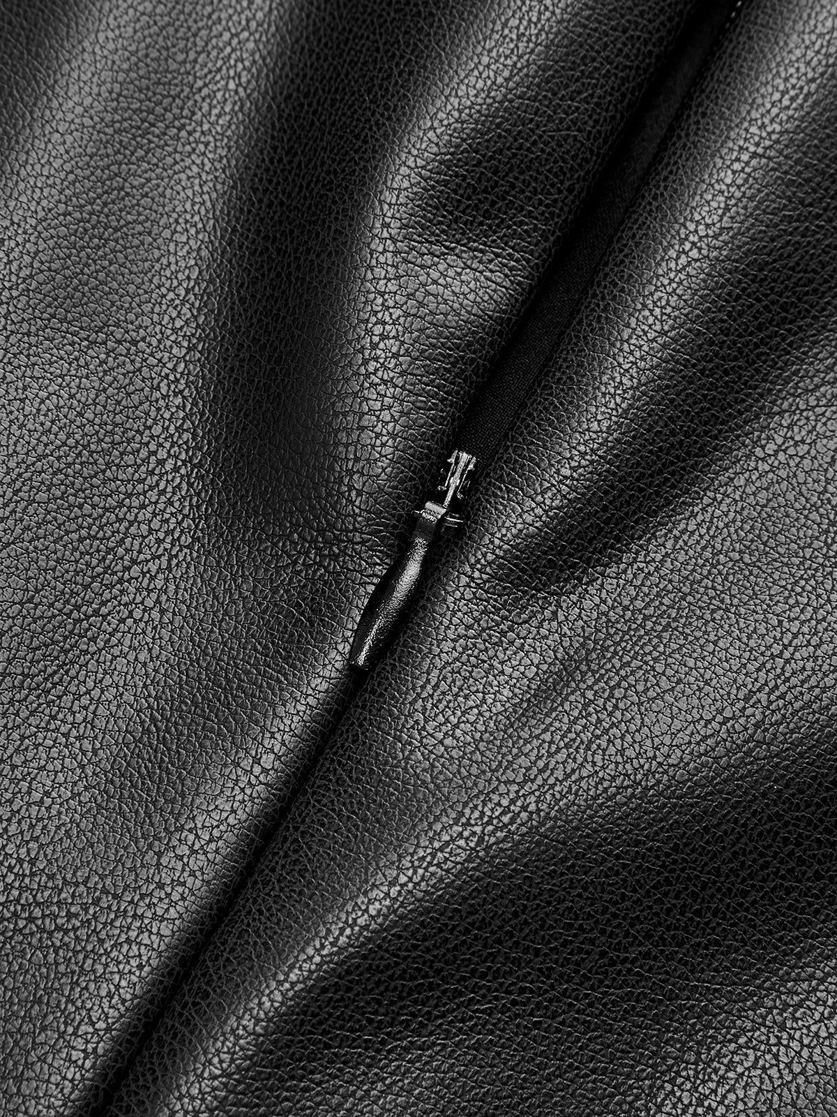 Pleated Panel Sleeveless PU Leather Dress for Women Classic Style
