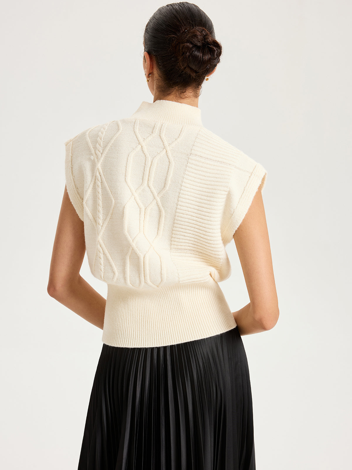 Mock Neck Cap Sleeve Sweater Vest for Women Casual Layering
