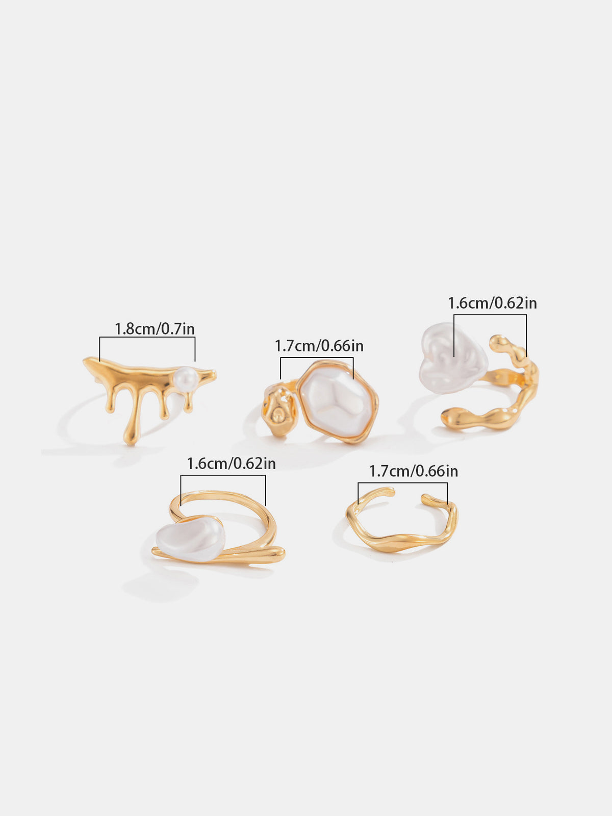 5pcs Golden Irregular Pearl Ring Set Unique Fashion Accessory Jewelry