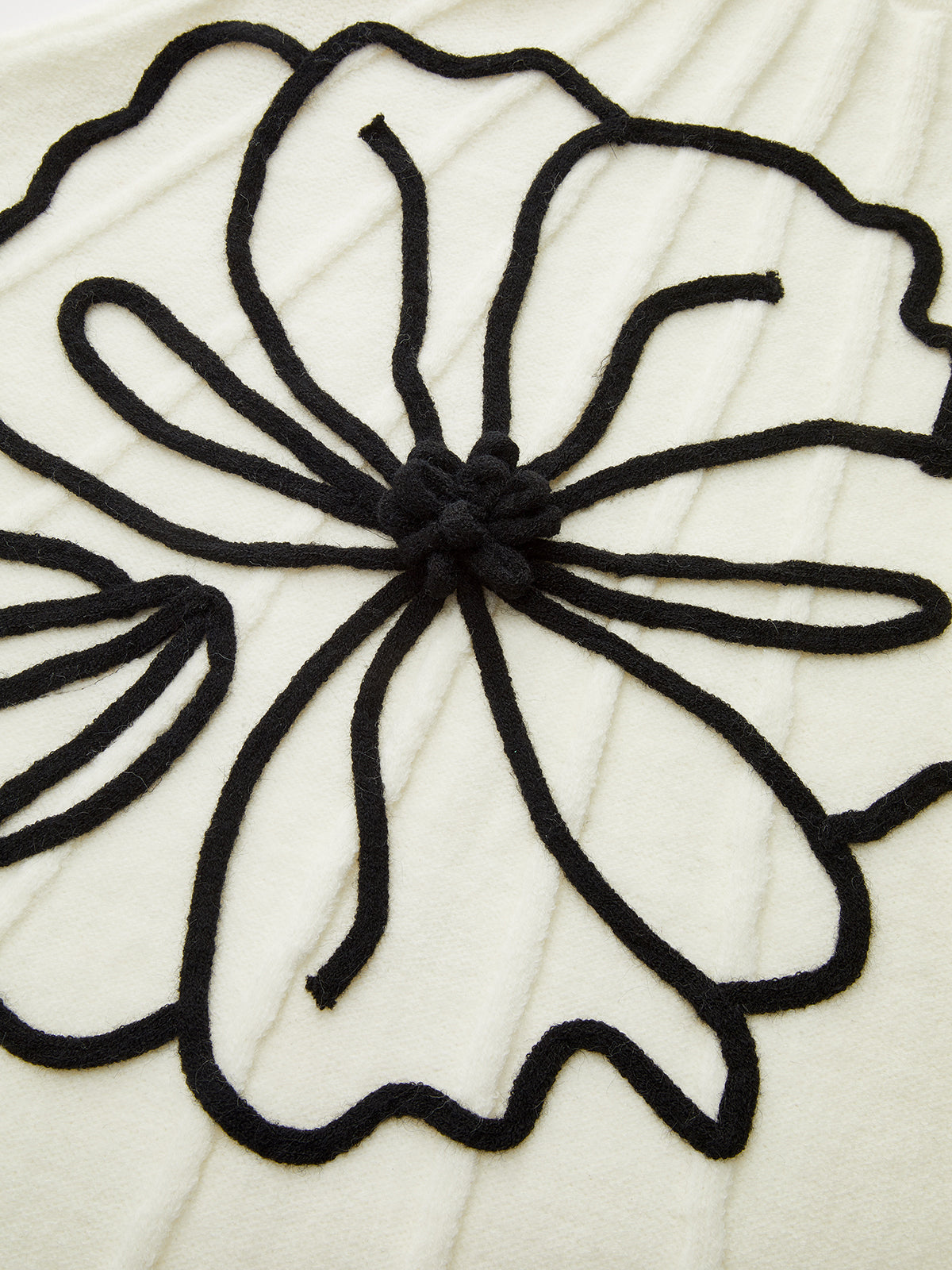 Floral Applique Knit Sweater for Women Soft Casual Pullover