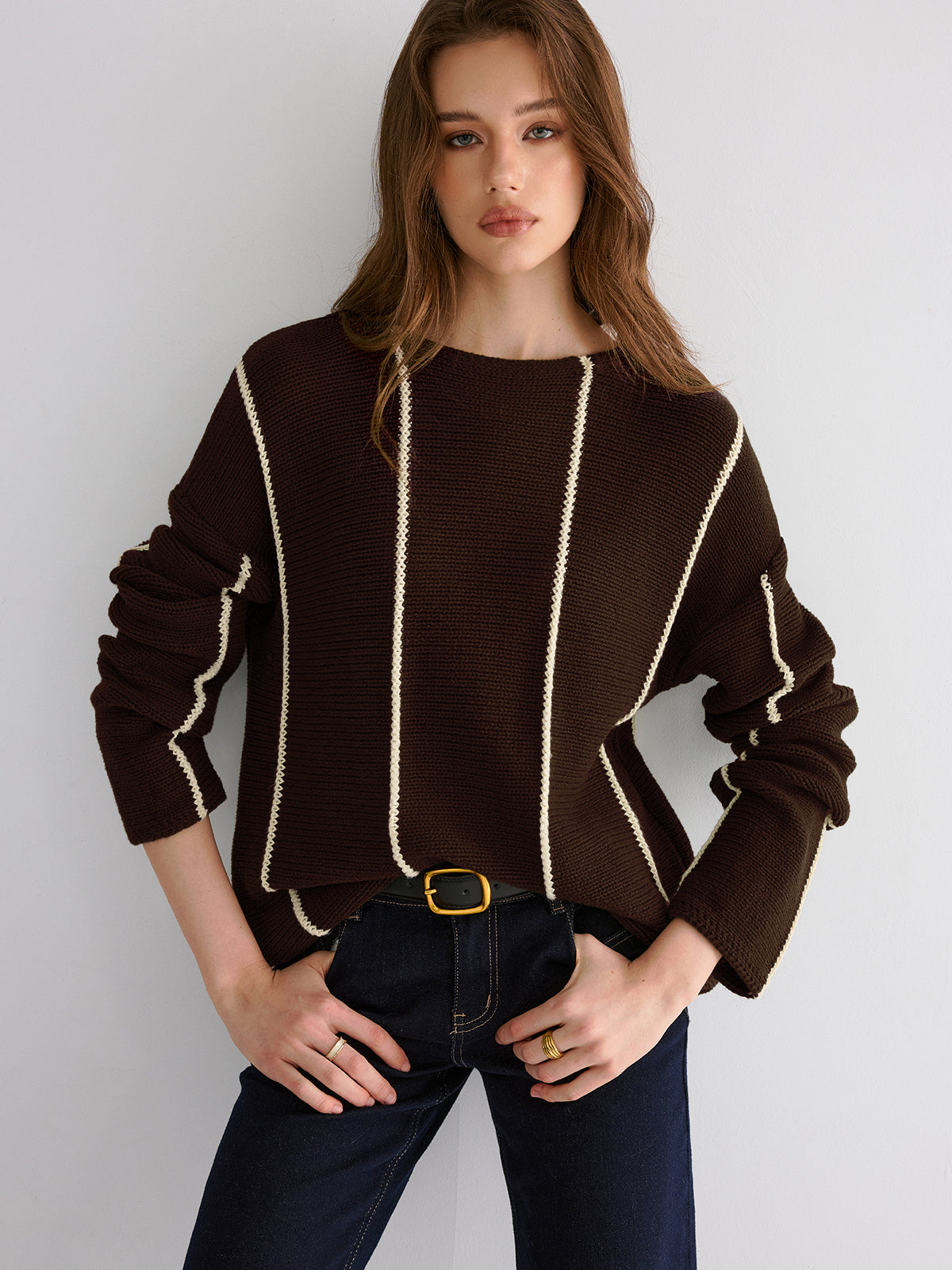 Contrast Striped Sweater for Casual Wear