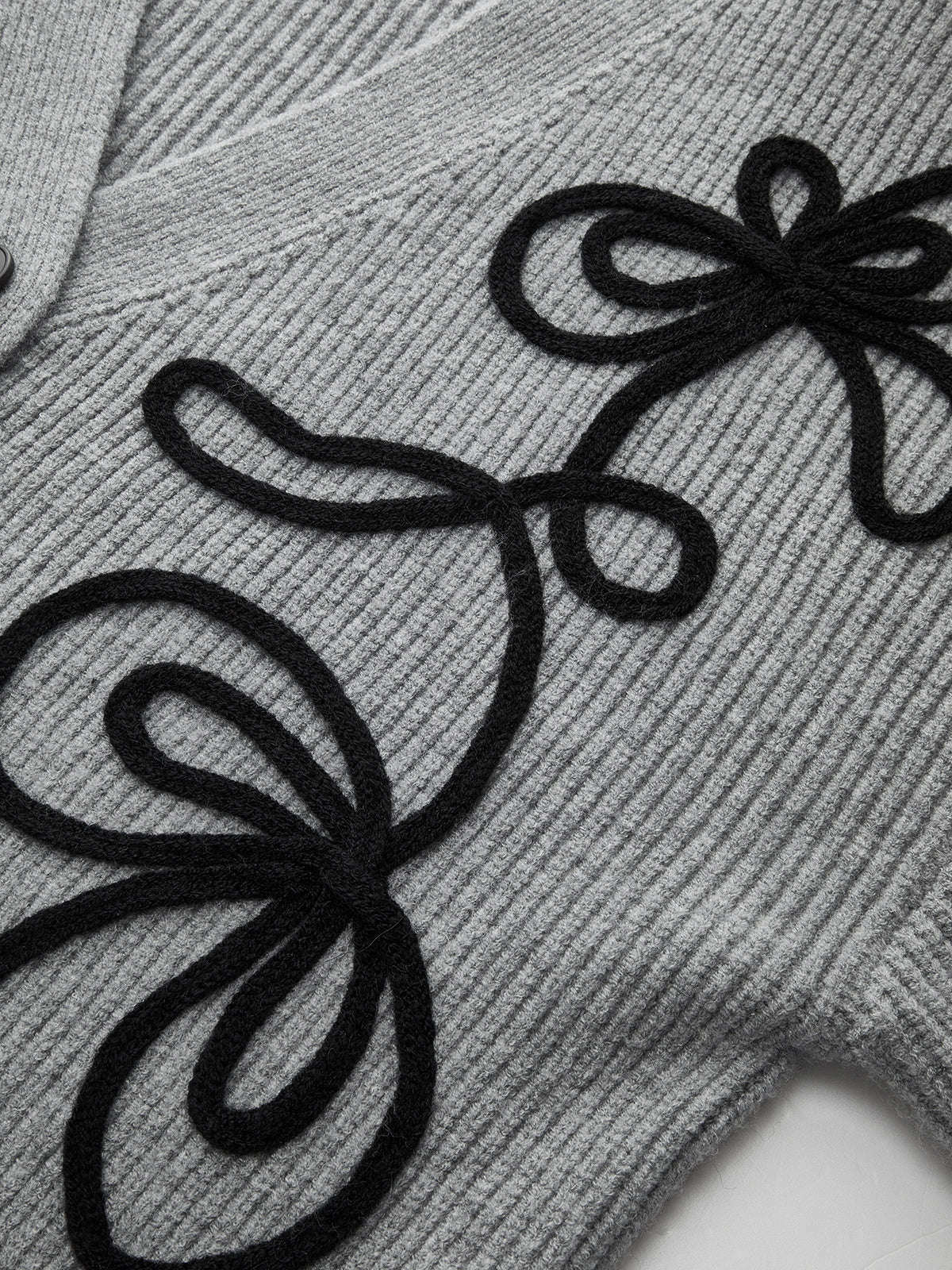 Floral Applique Knit Cardigan Lightweight Comfort Layer