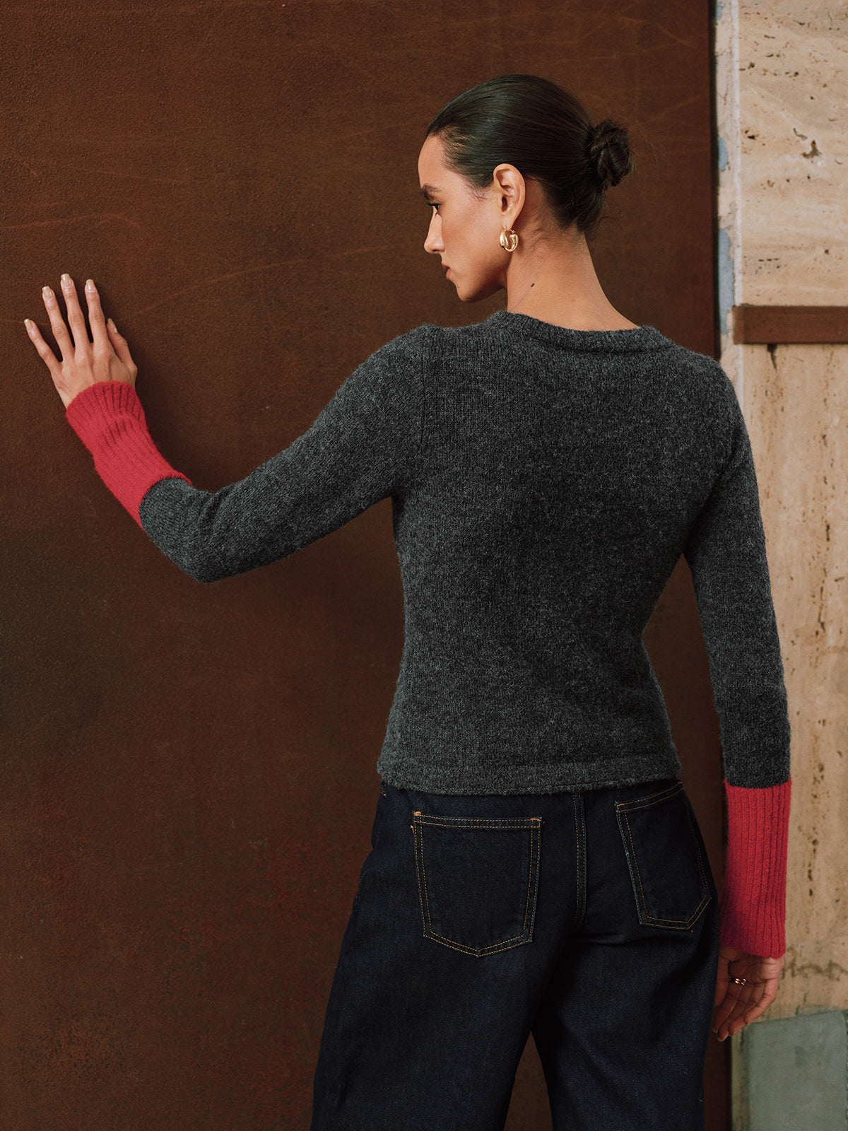 Contrast Cuff Wool-Blend Cardigan Stylish Comfortable Lightweight Layer