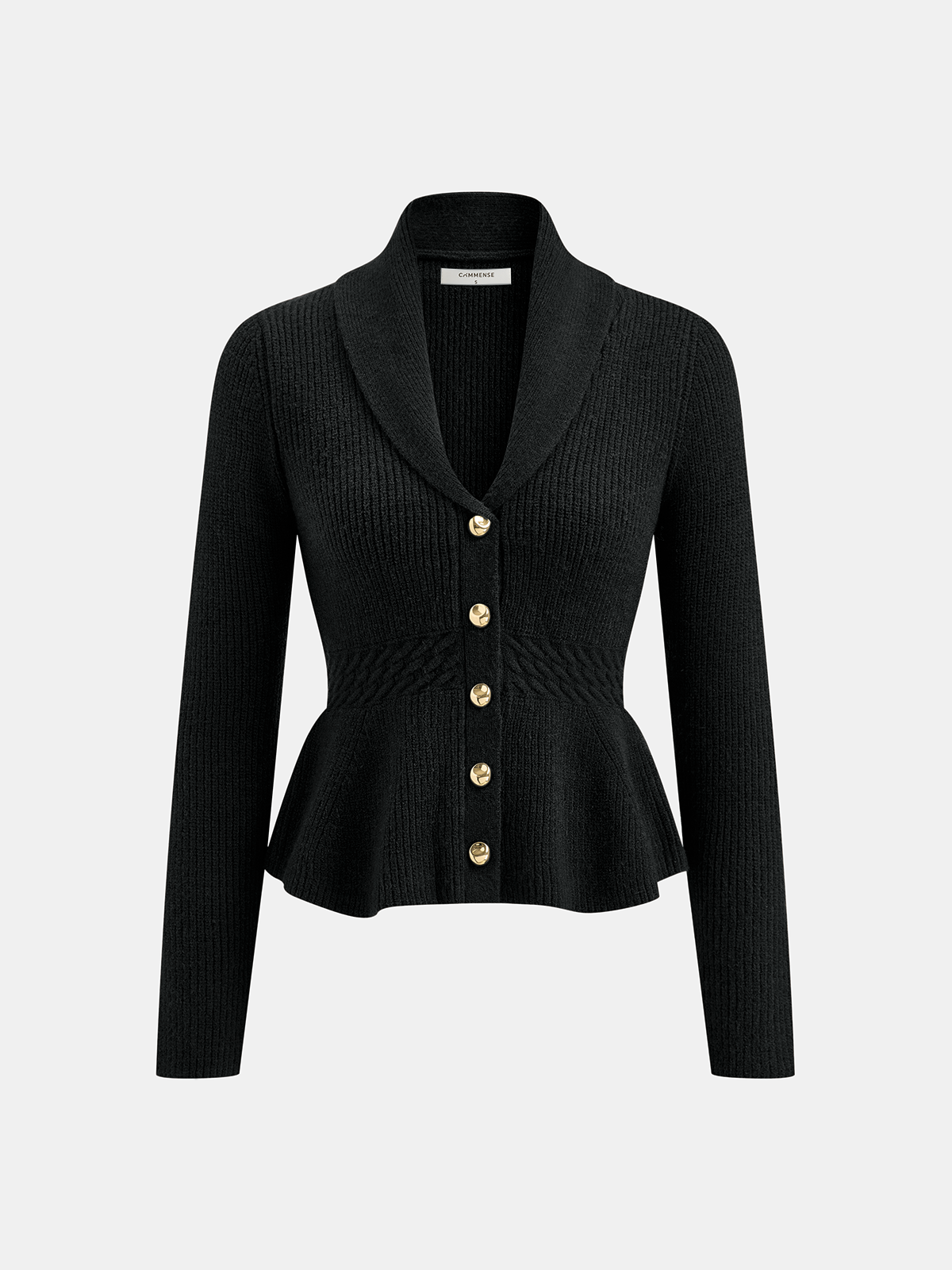 Shawl Collar Peplum Knit Cardigan for Women Cozy Lightweight Sweater
