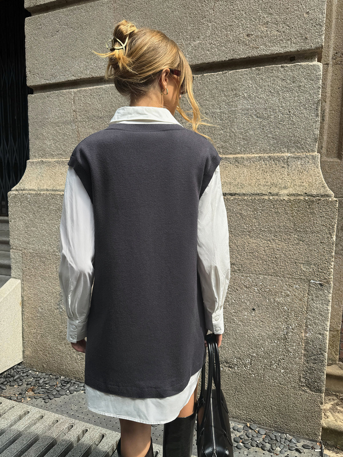 2 in 1 Shirt Paneled Knit Mini Dress Casual Comfort Style