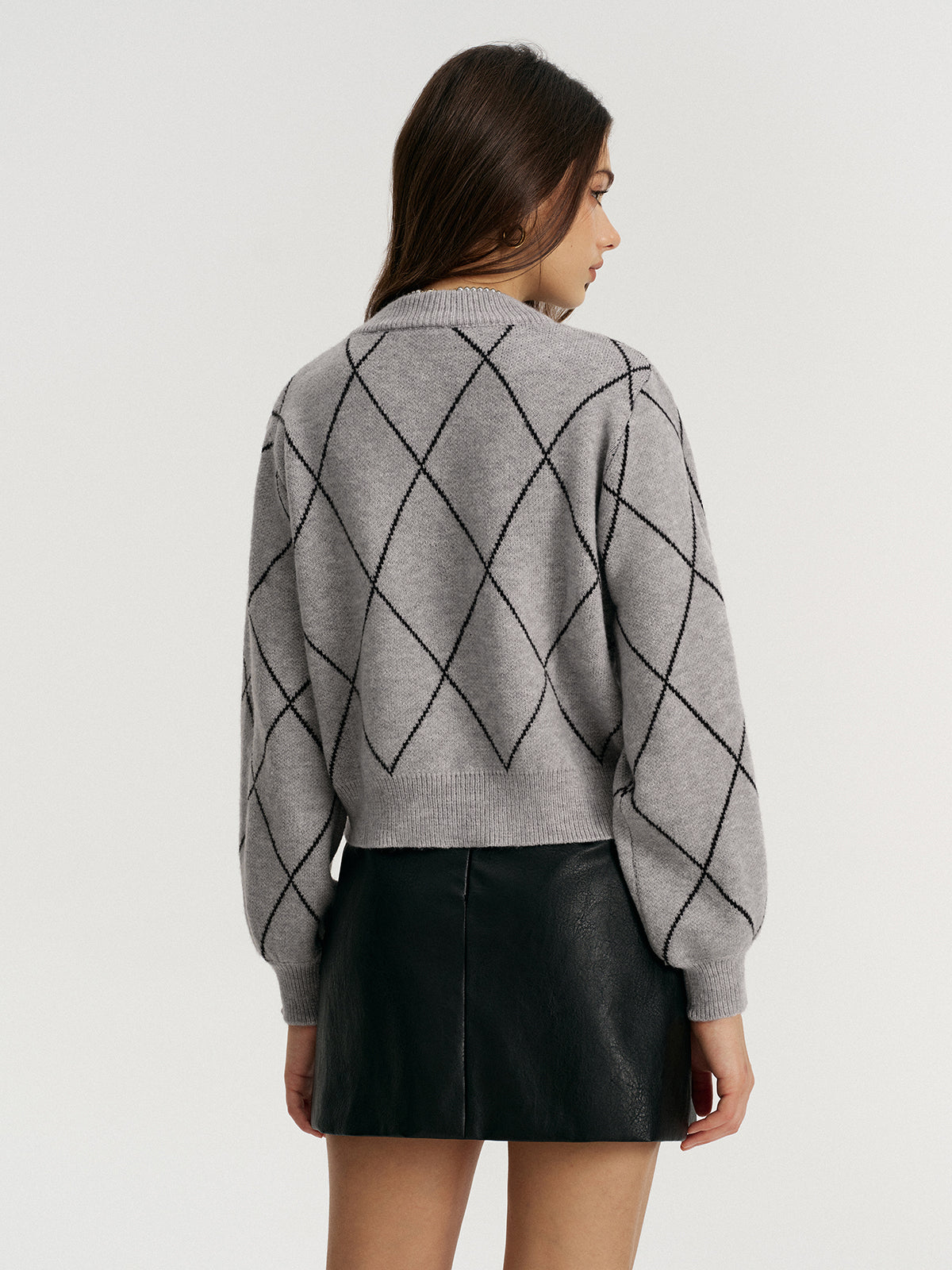 Argyle Bow Detail Sweater Perfect for Fall Layering Style
