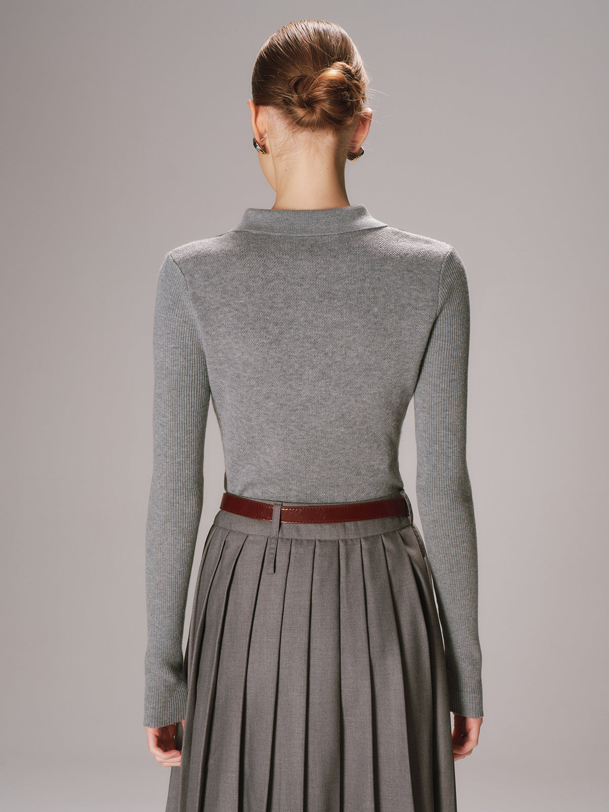 Argyle Wool-Blend Polo Knit Top for Casual Wear