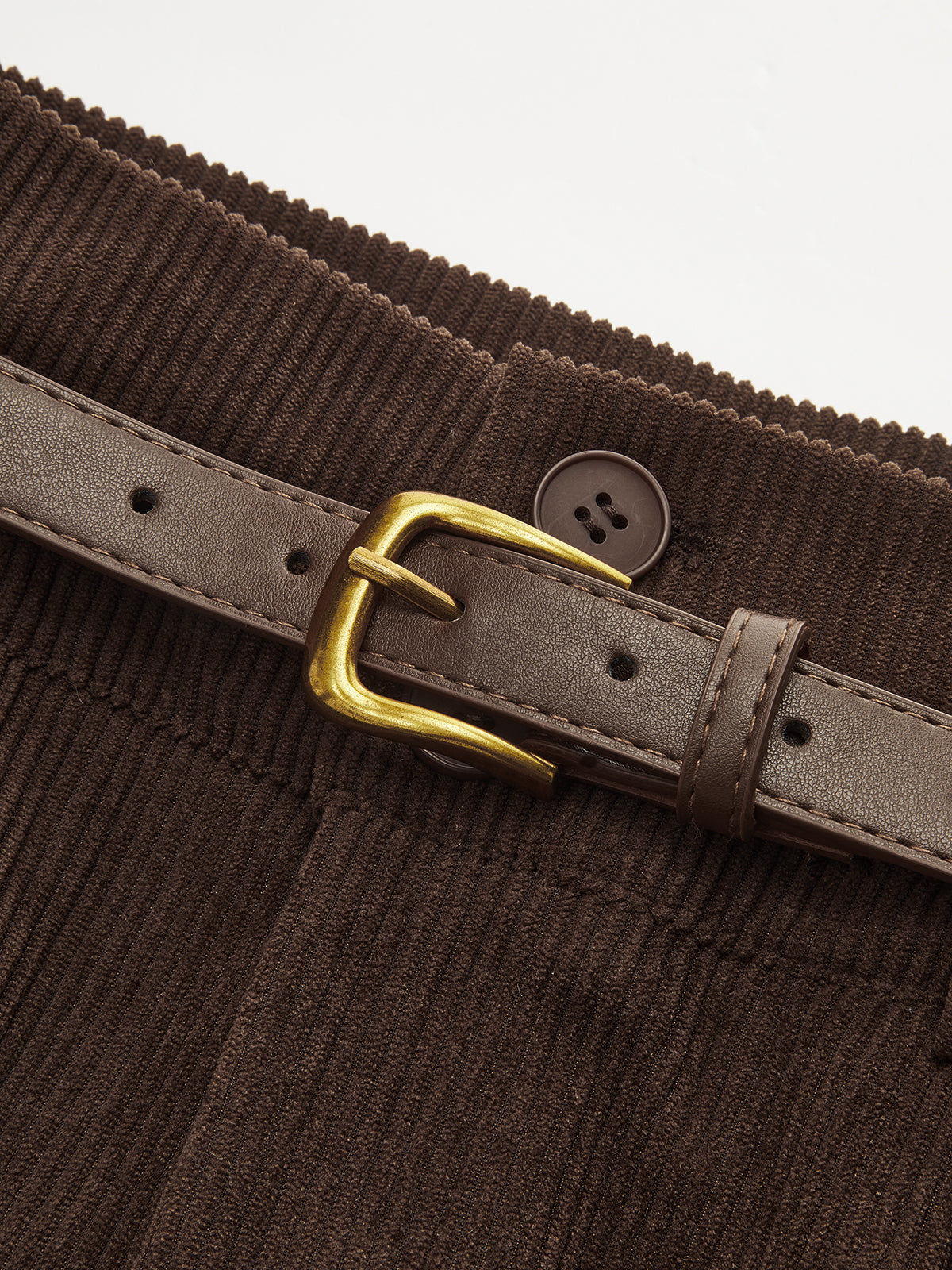 Belted Corduroy High-Waist Pants for Women Casual Fit