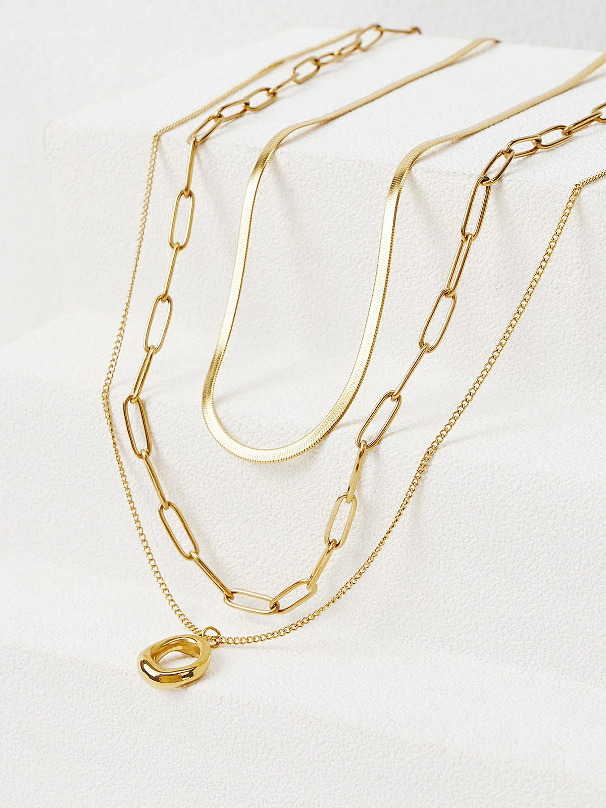 Layered Gold-Tone Chain Necklace, Women's Elegant Fashion Accessory