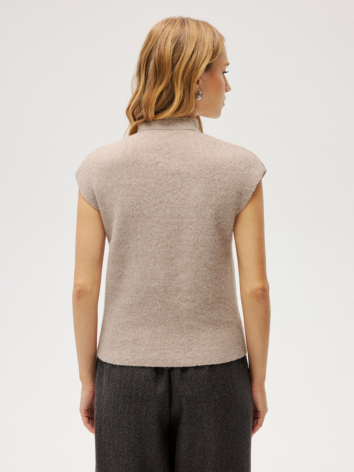 Mock Neck Sleeveless Knit Vest Women's Casual Layering