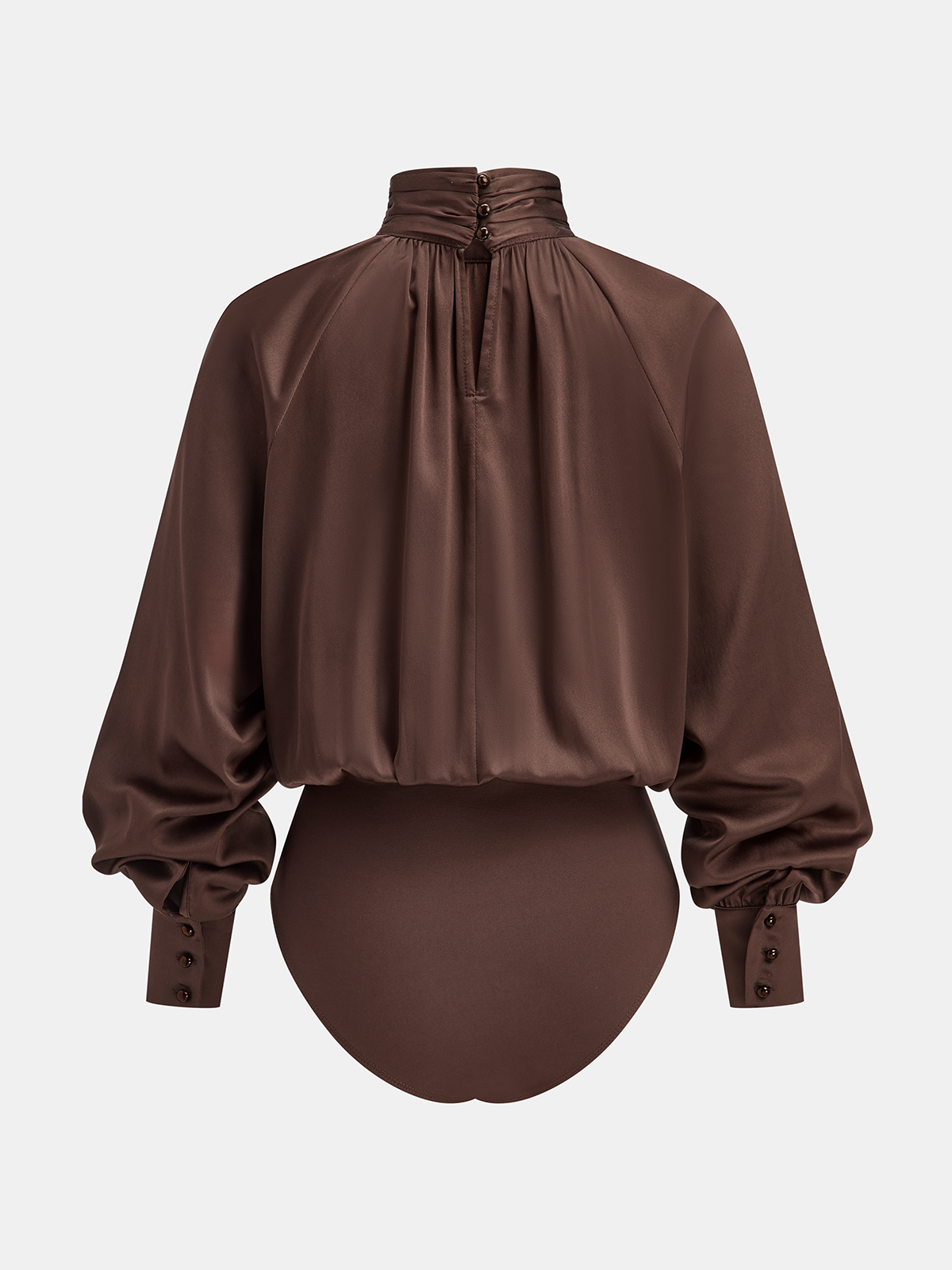 Satin Turtleneck Bodysuit for Women Long Sleeve Slim Fit