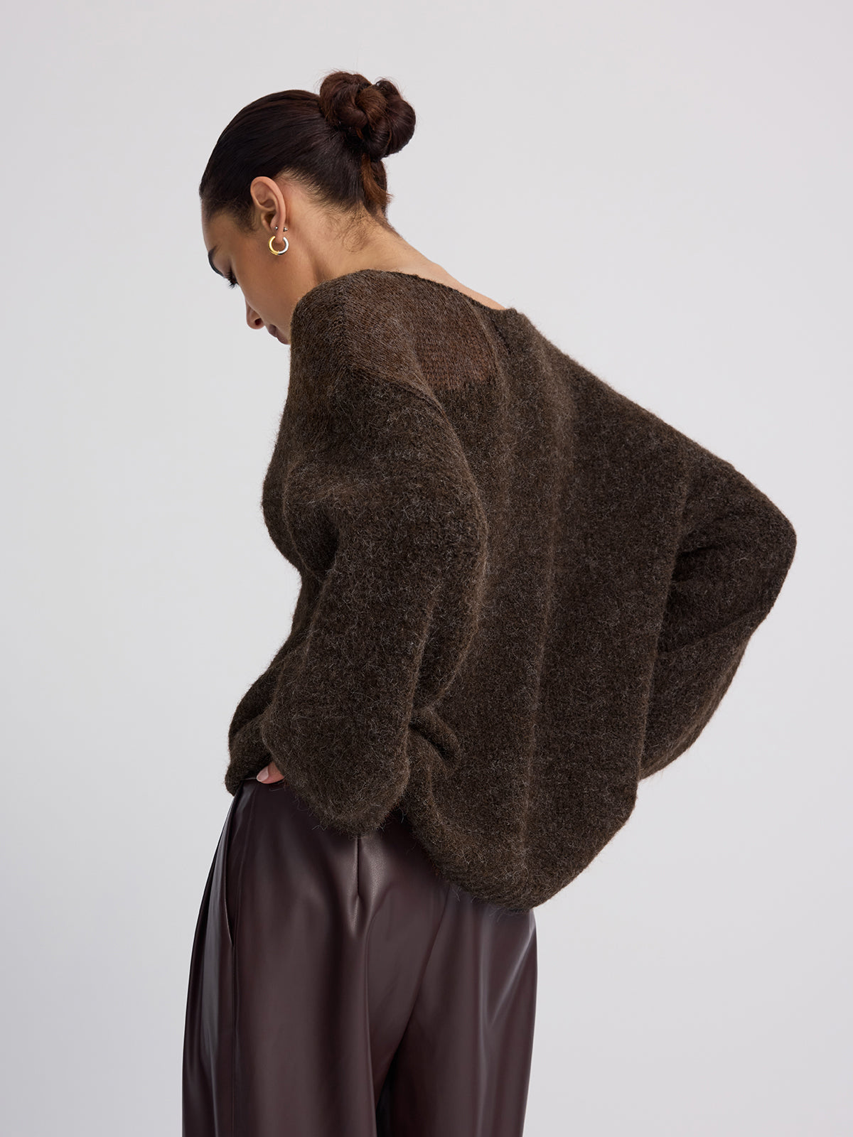 Sheer Paneled Mohair Knit Sweater Cozy Lightweight Autumn Essential
