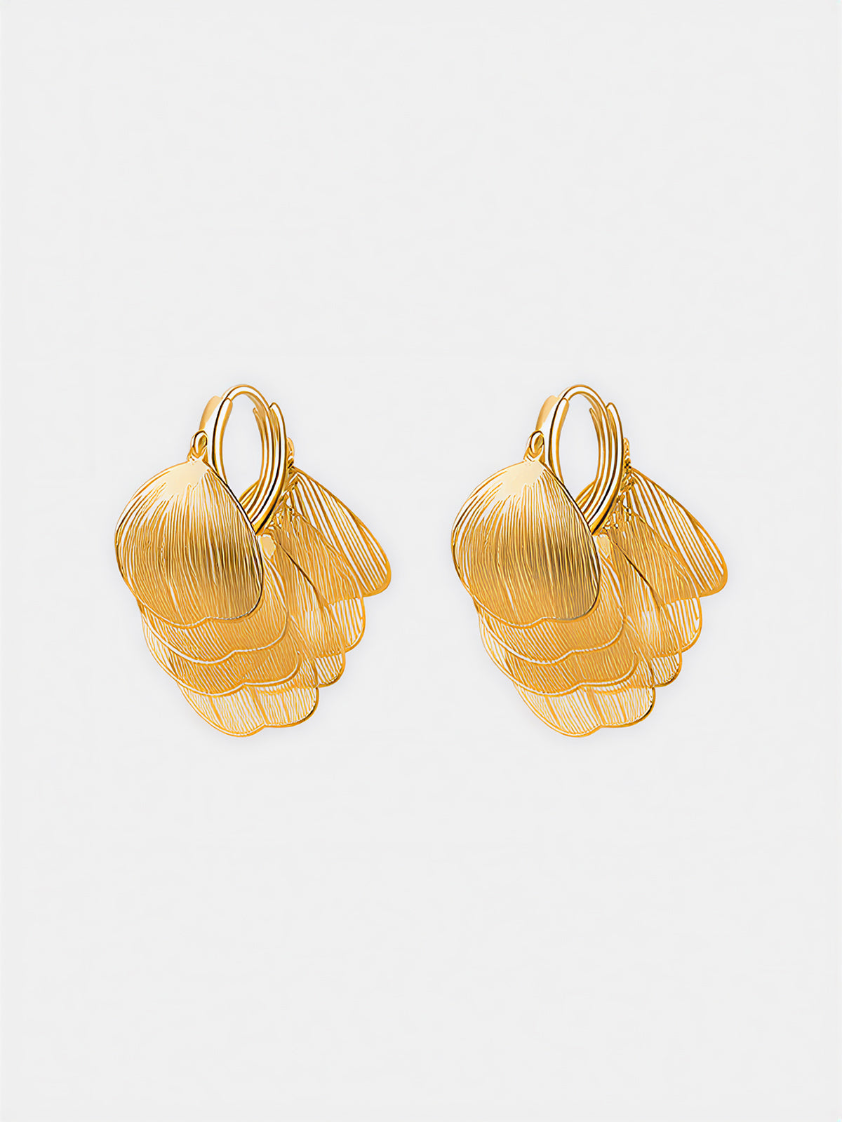 Leaf-Textured Cluster Drop Hoop Earrings for Women in Sterling Silver