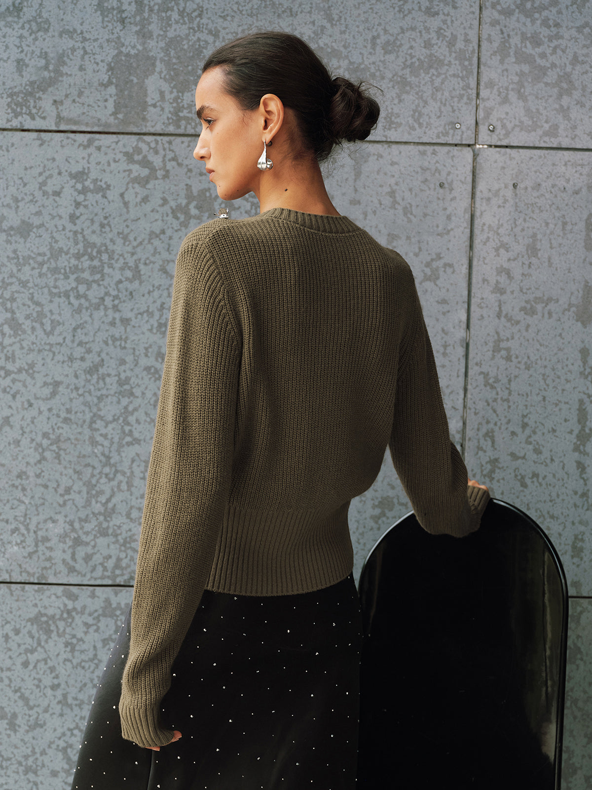 Embellished Button-Front Knit Cardigan with Pockets for Women