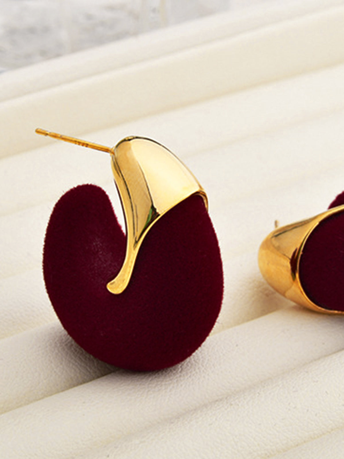 Flocked Hoop Stud Earrings Trendy Lightweight Fashion Jewelry