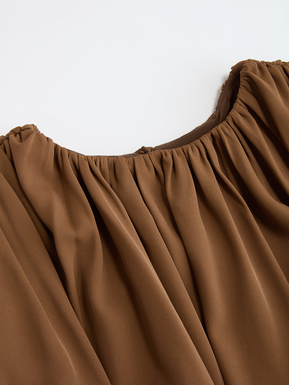 Loose Ruched Puff-Sleeve Cropped Blouse Women's Trendy Casual Top