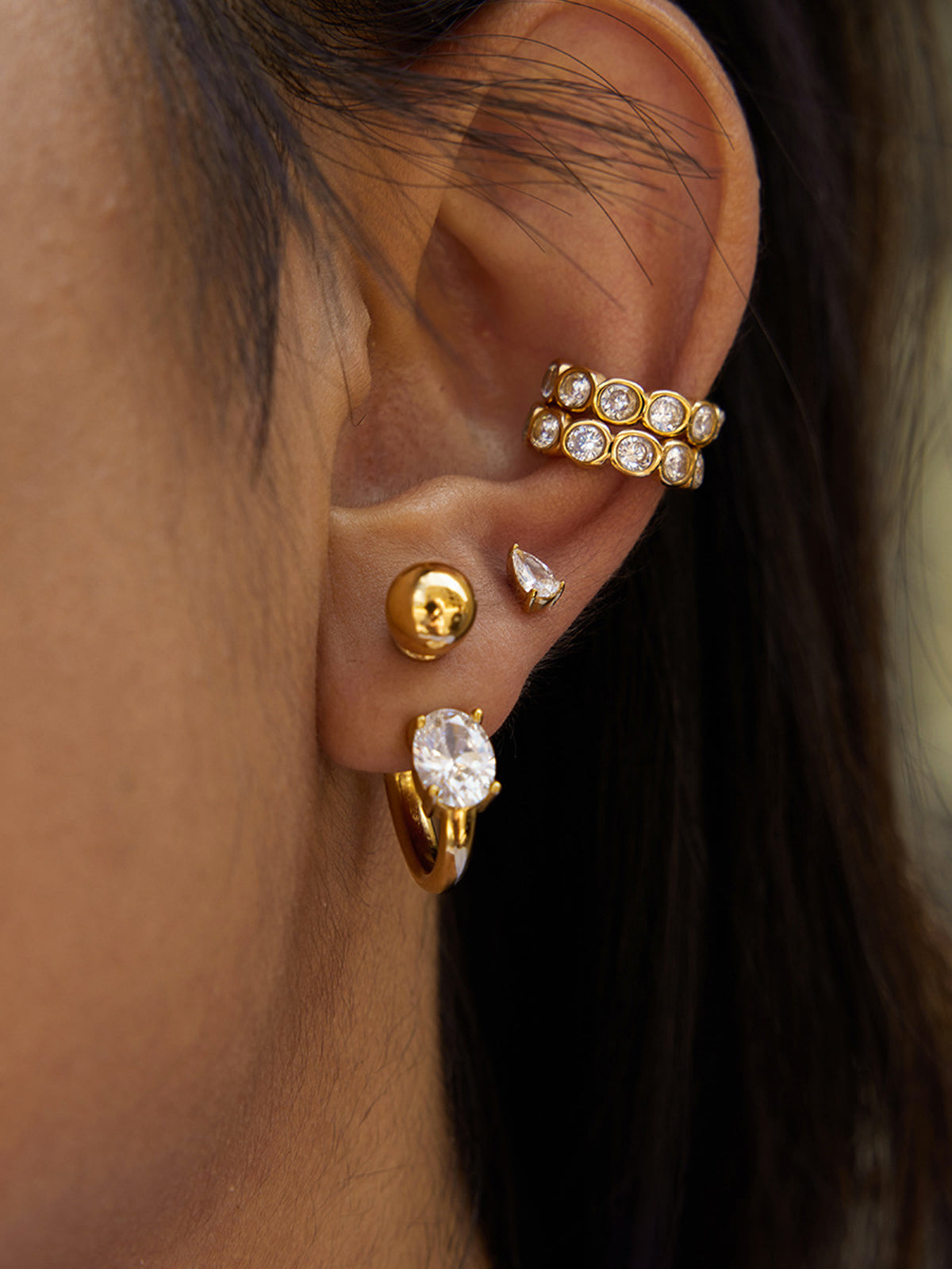 Zircon Accent Gold-Tone Earrings Elegant Bridal Jewelry Gift