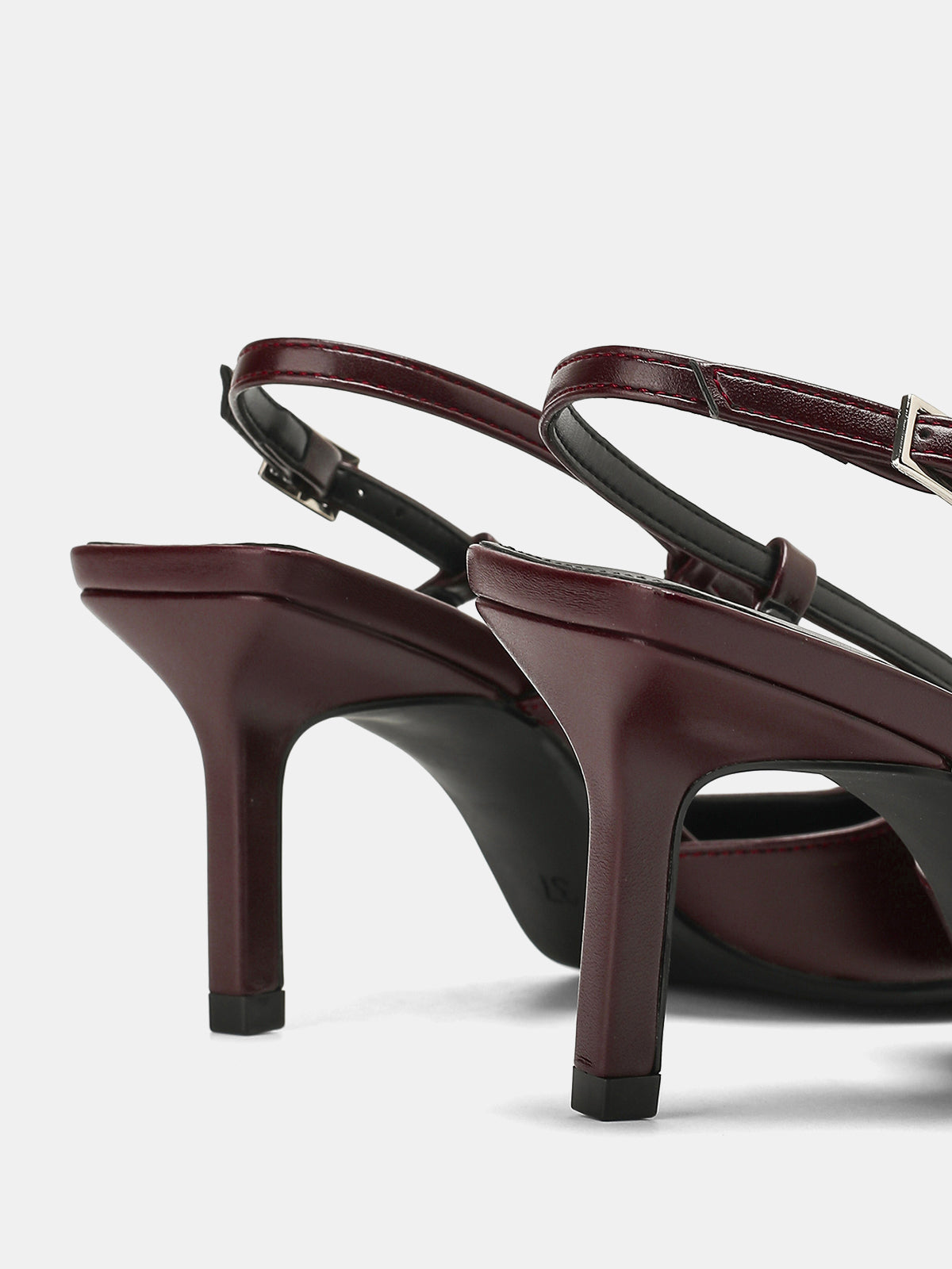 Square Accent Pointed-Toe Slingback Heels, Elegant Evening Wear, Stiletto Design