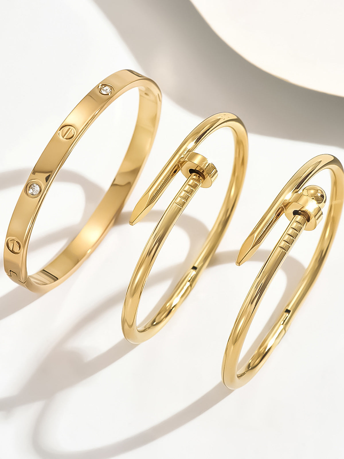 3pcs Screw & Nail Statement Bracelet Unisex Adjustable Designer Inspired