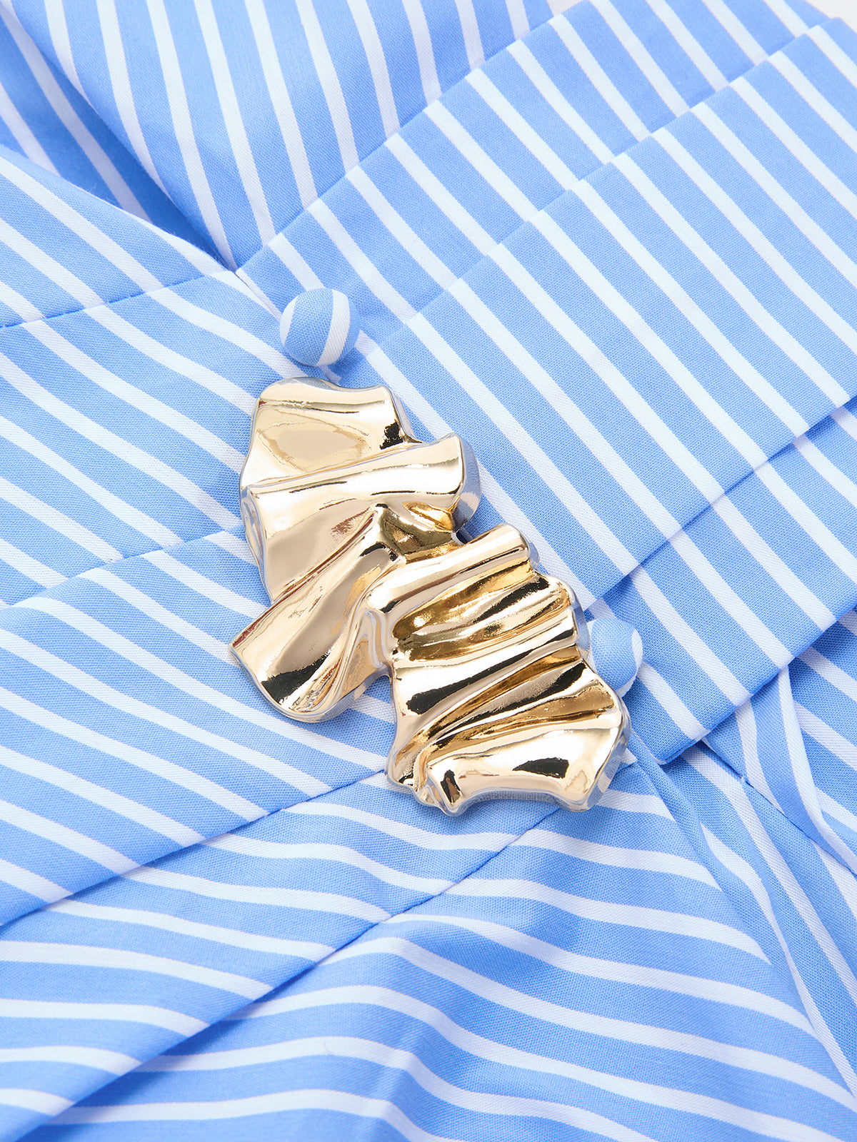 Metal Detail Flared Sleeve Striped Top for Women, Casual and Trendy