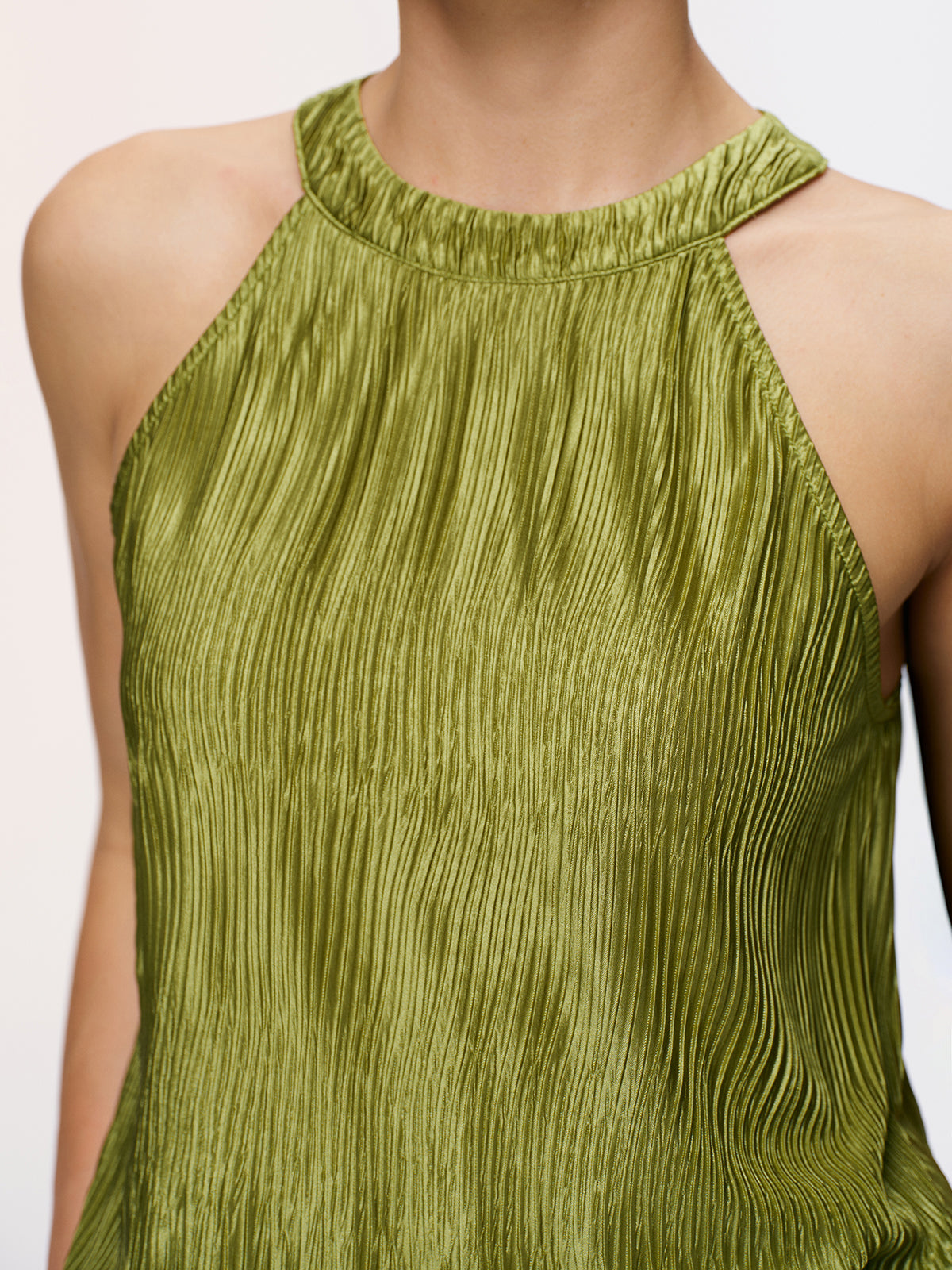 Vertical Pleated Halter Top & Pants Set for Women Elegant Partywear
