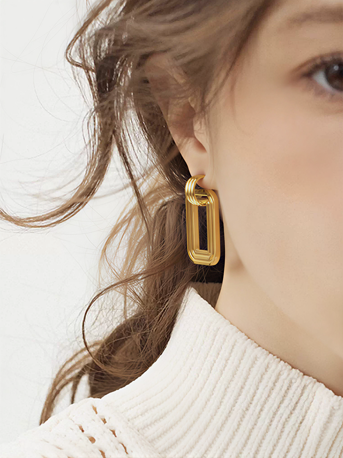 Layered Rectangular Hoop Earrings Elegant Statement Jewelry