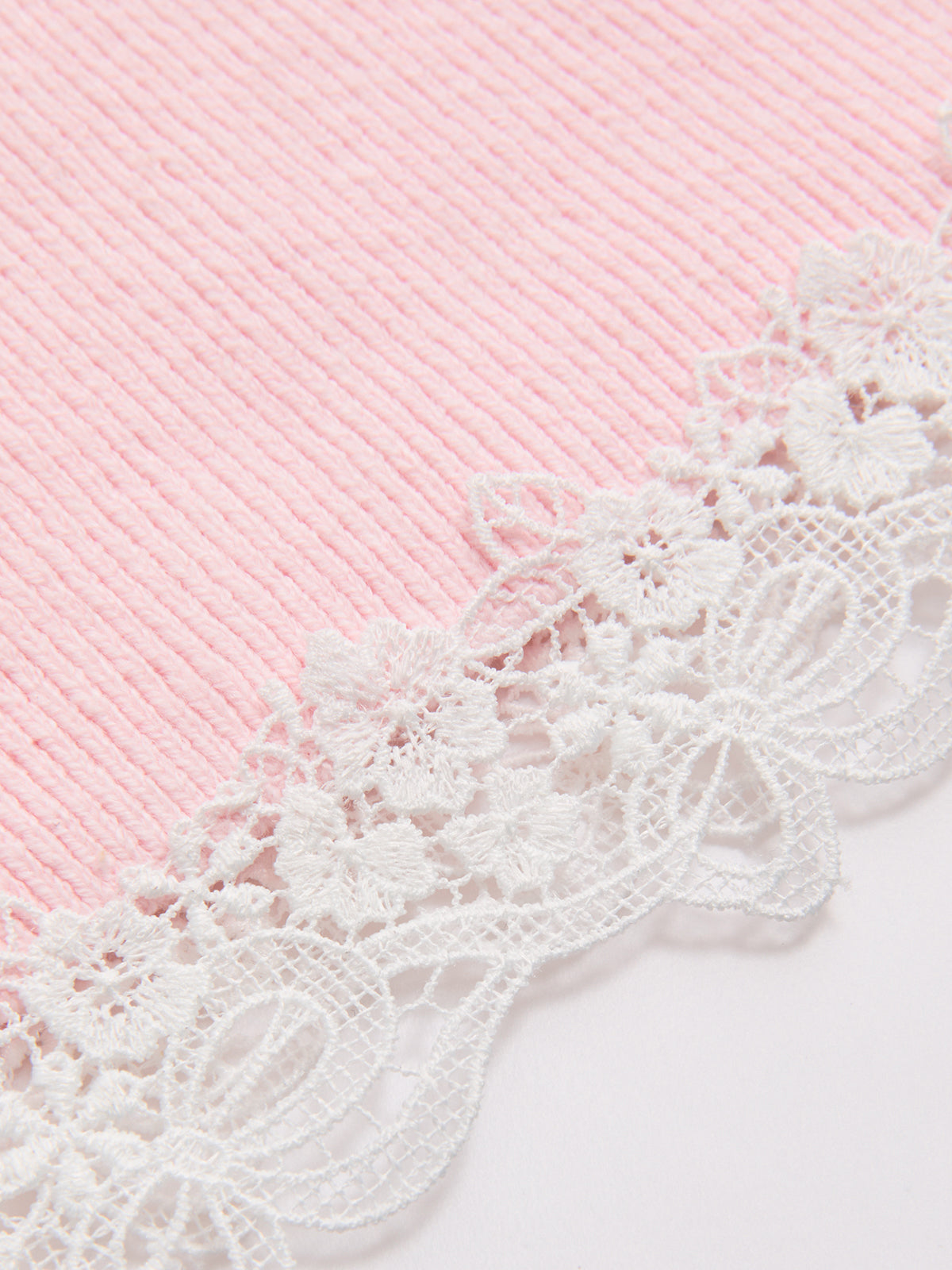 Ribbed Lace-Trim Short-Sleeve Cardigan for Women Comfort Fit