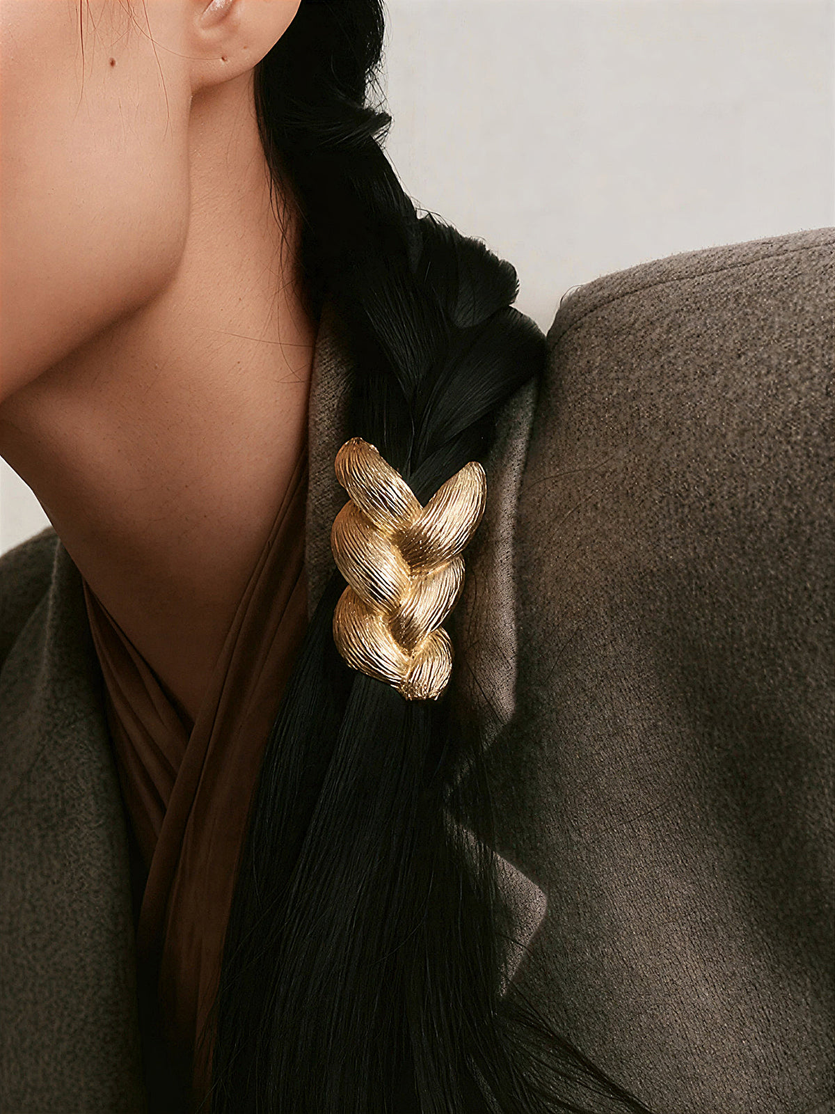 Braided Metal Textured Hair Tie for Women, Durable Elastic Band