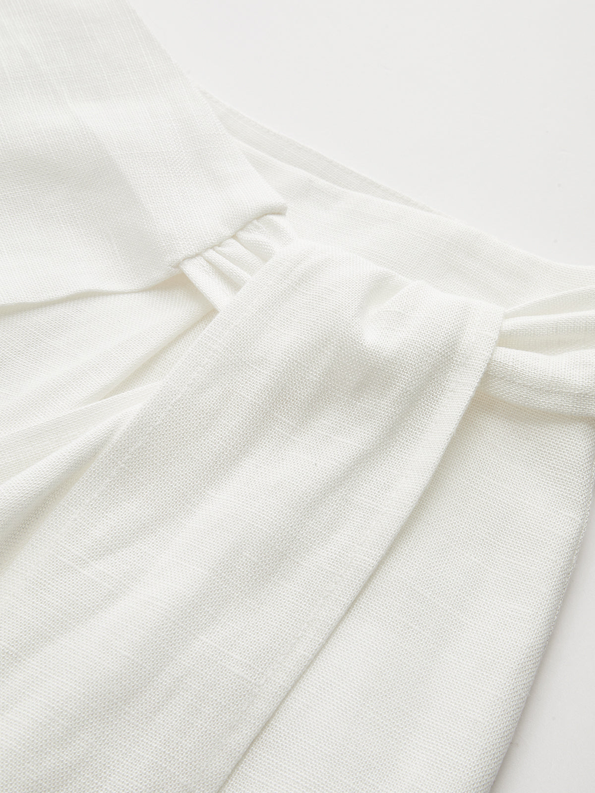 Bow Tie Wrap Linen Wide Leg Pants High Waist Casual Comfort