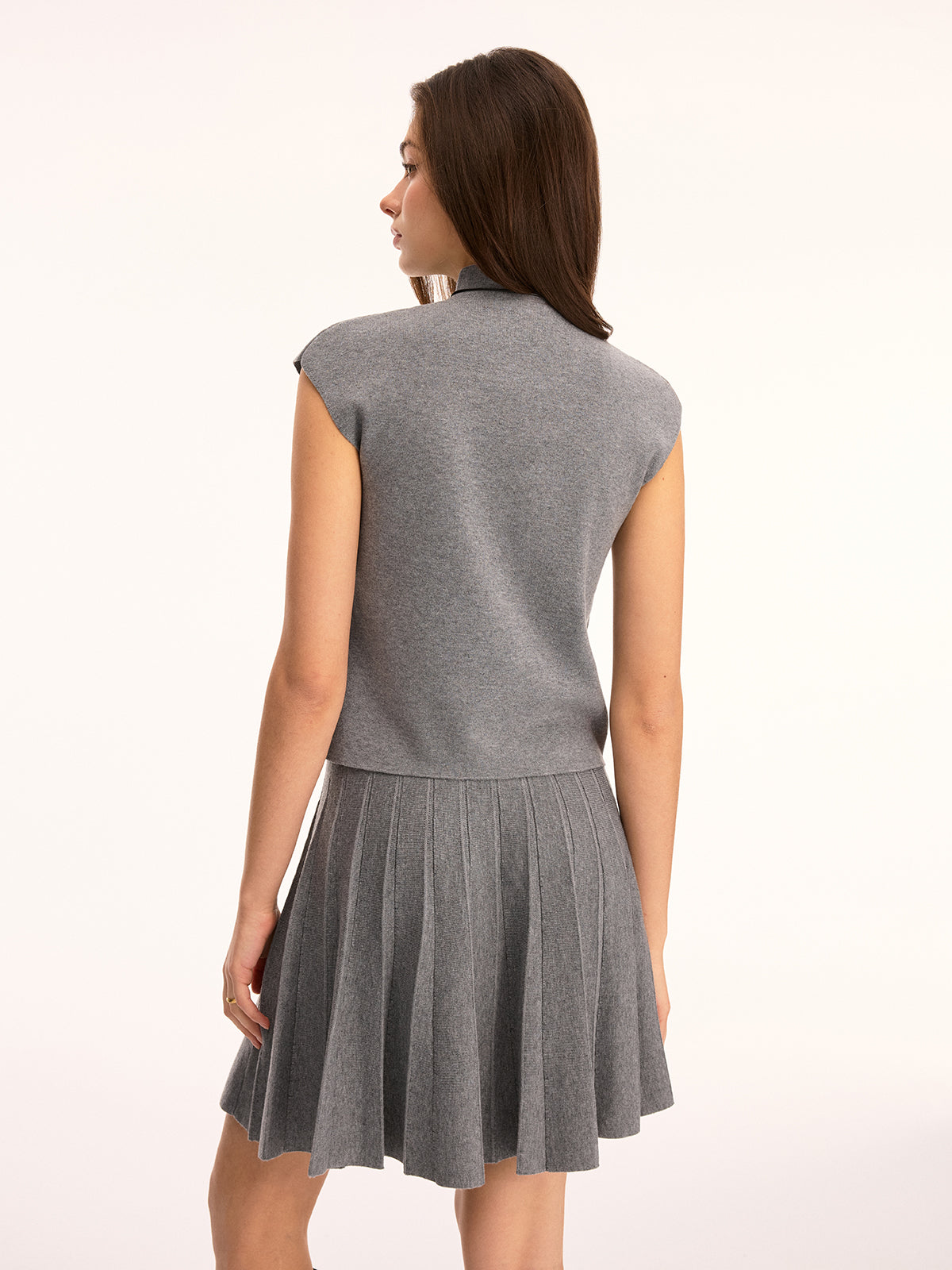 Wool-Blend Mock Neck Top & Mini Skirt Set for Winter Fashion
