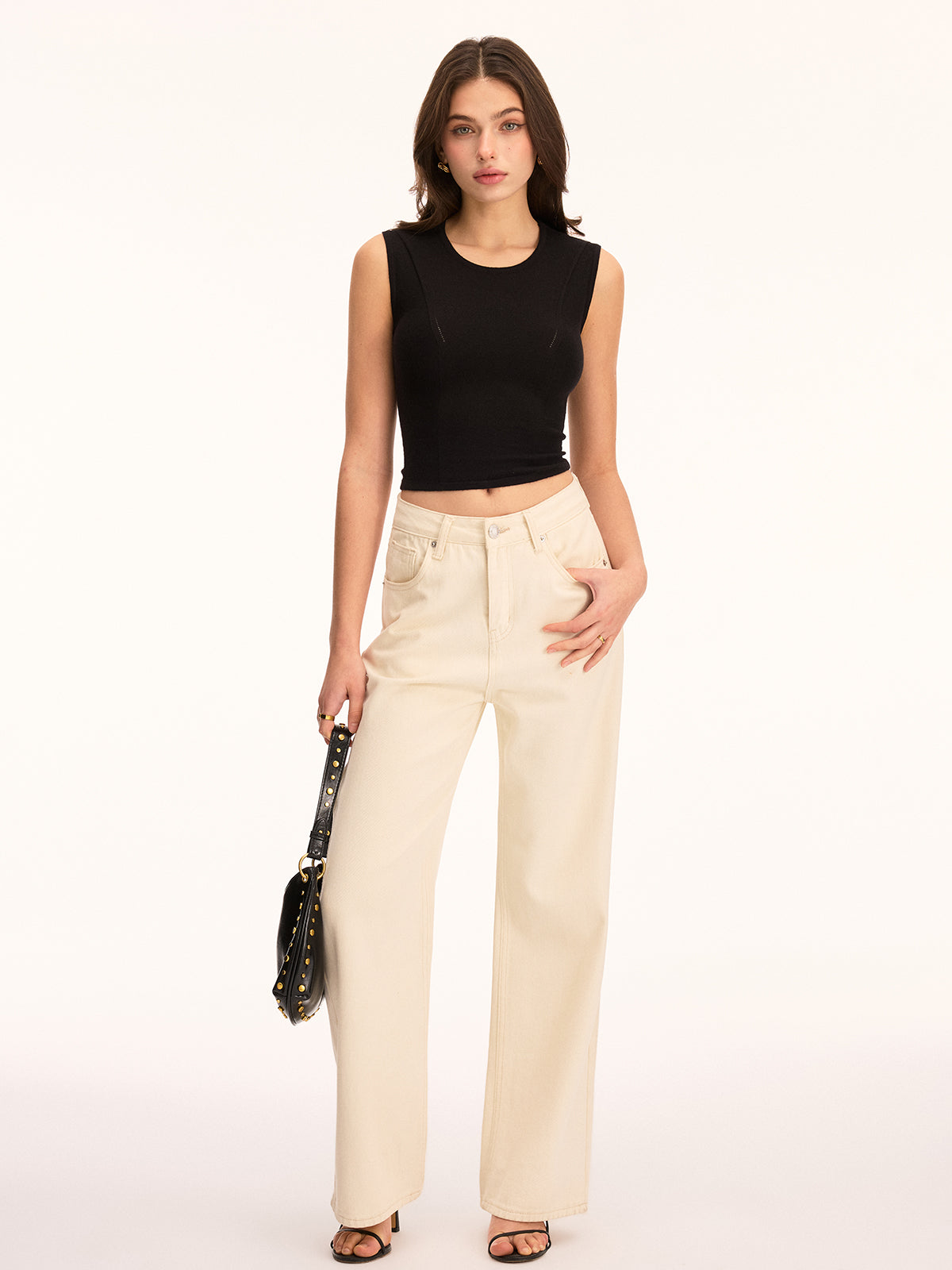 Back Lace-Up Sleeveless Crop Top for Women Summer Casual Wear