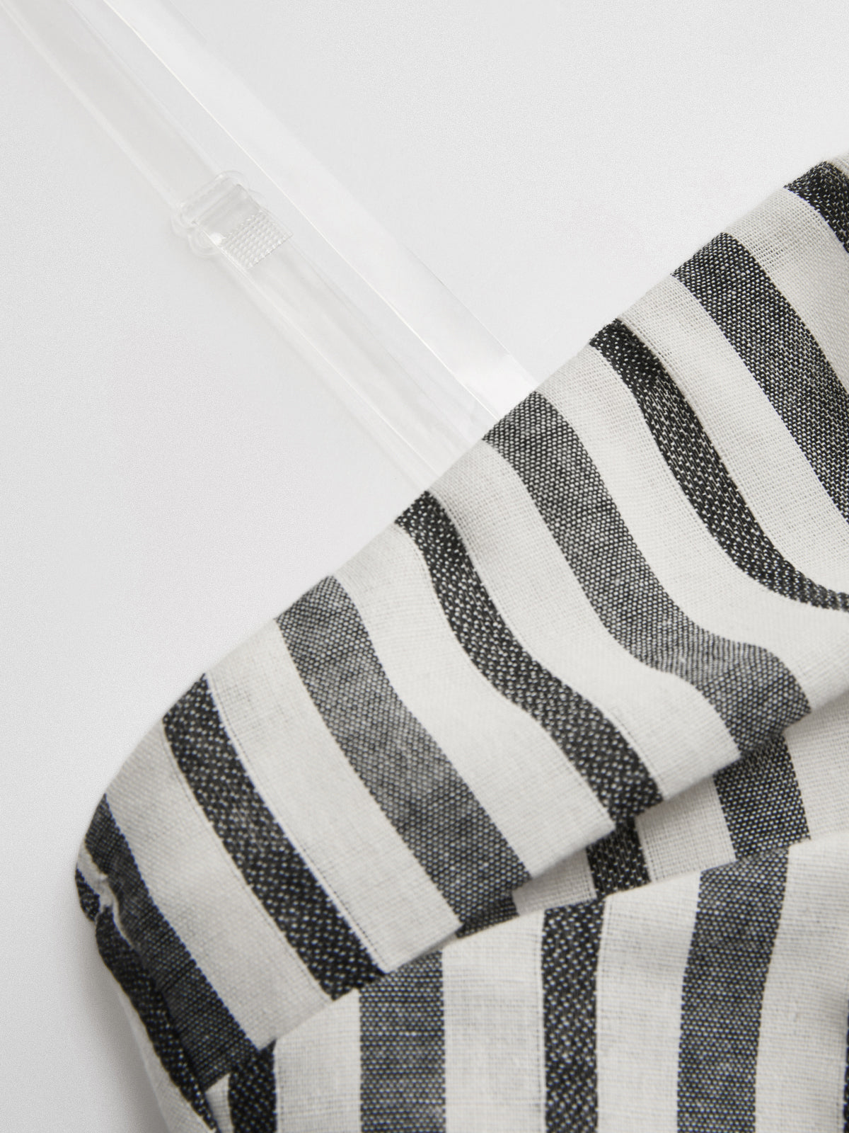 Striped Strapless Cotton Linen Ruched Dress with Side Pockets