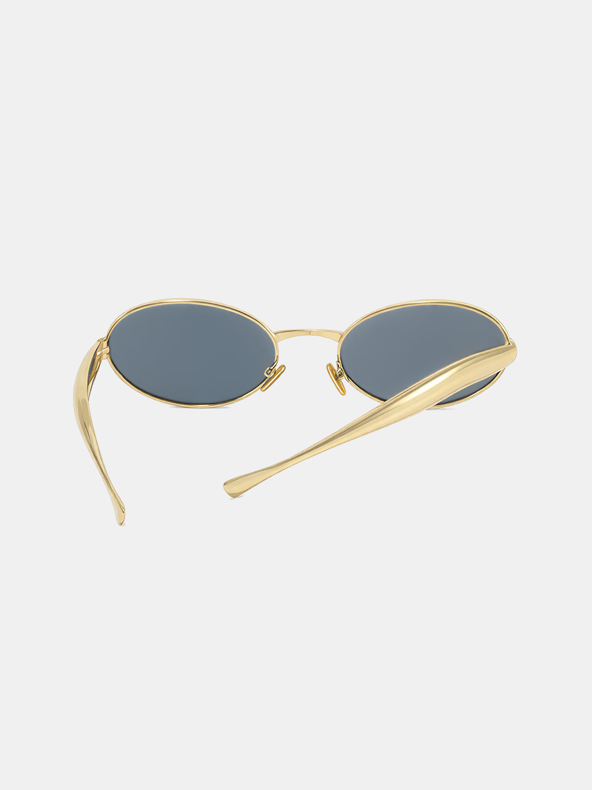 Sculpted Temple Oval Frame Sunglasses with UV Protection
