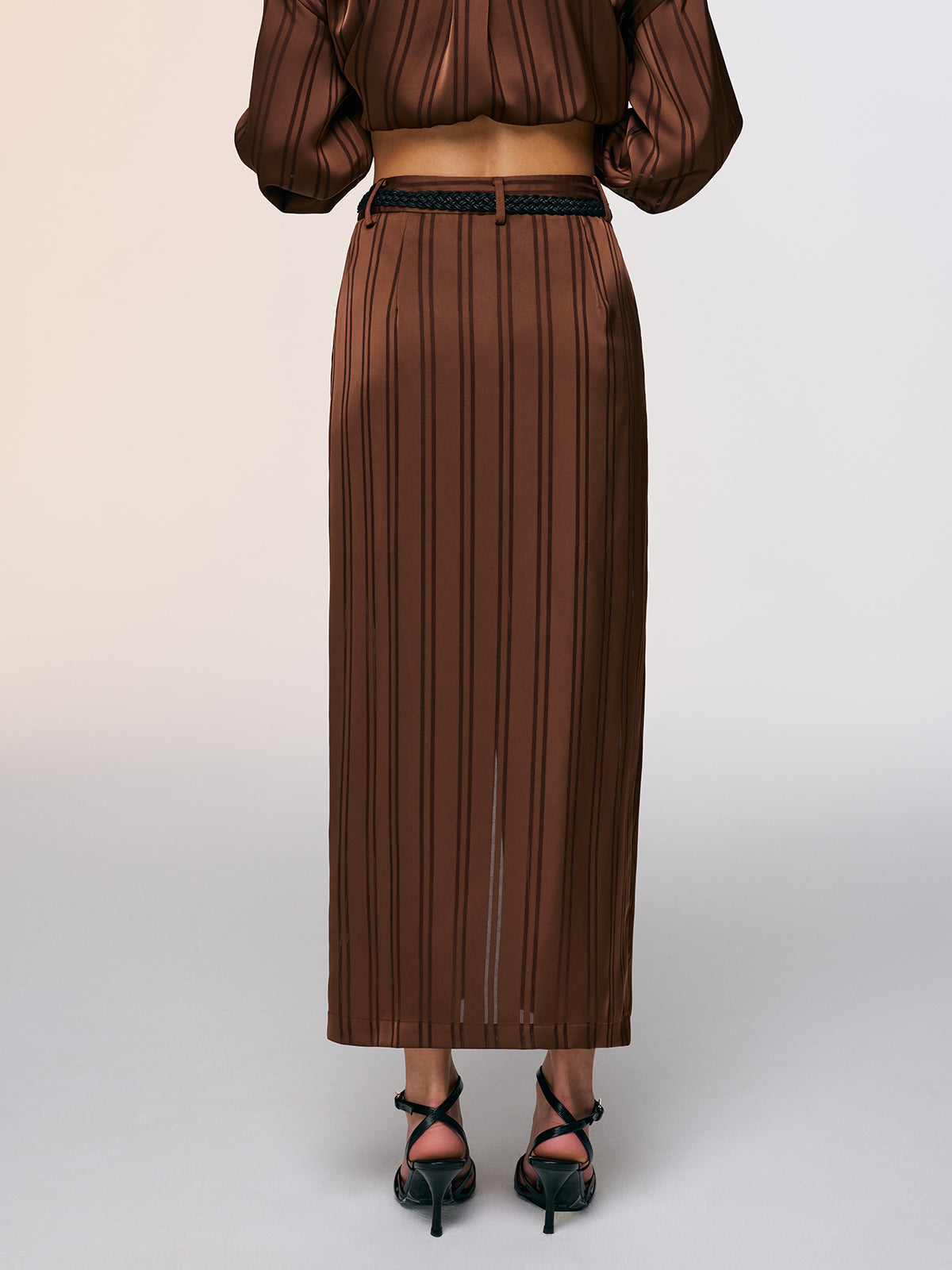 Striped Shirt & Midi Skirt Set for Casual Wear
