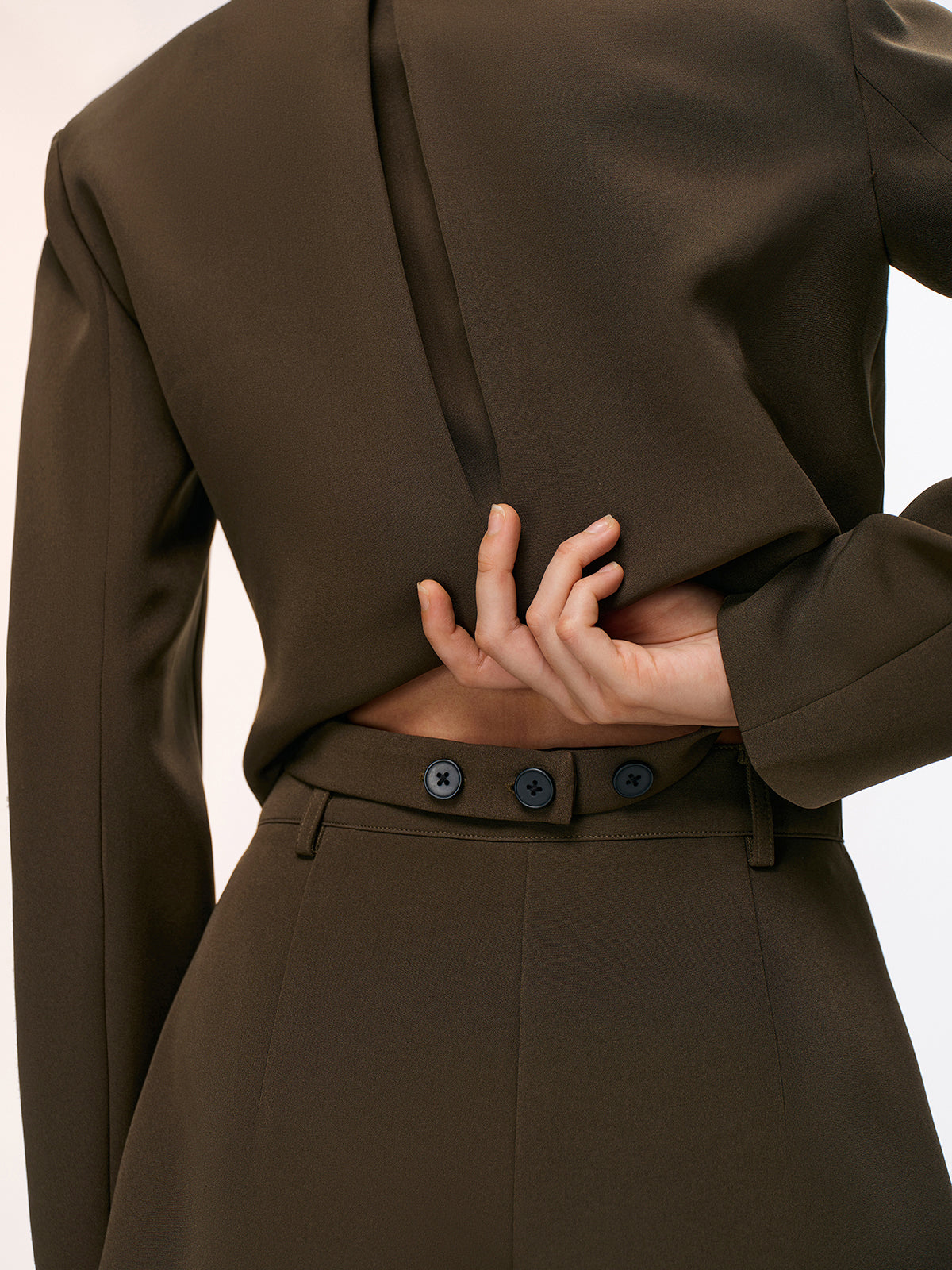 Cropped Blazer & Pleated Shorts Set for Women Stylish Office Wear