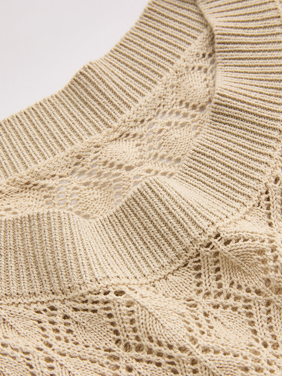 Openwork Knitted Crew Neck Vest with Casual Style Details