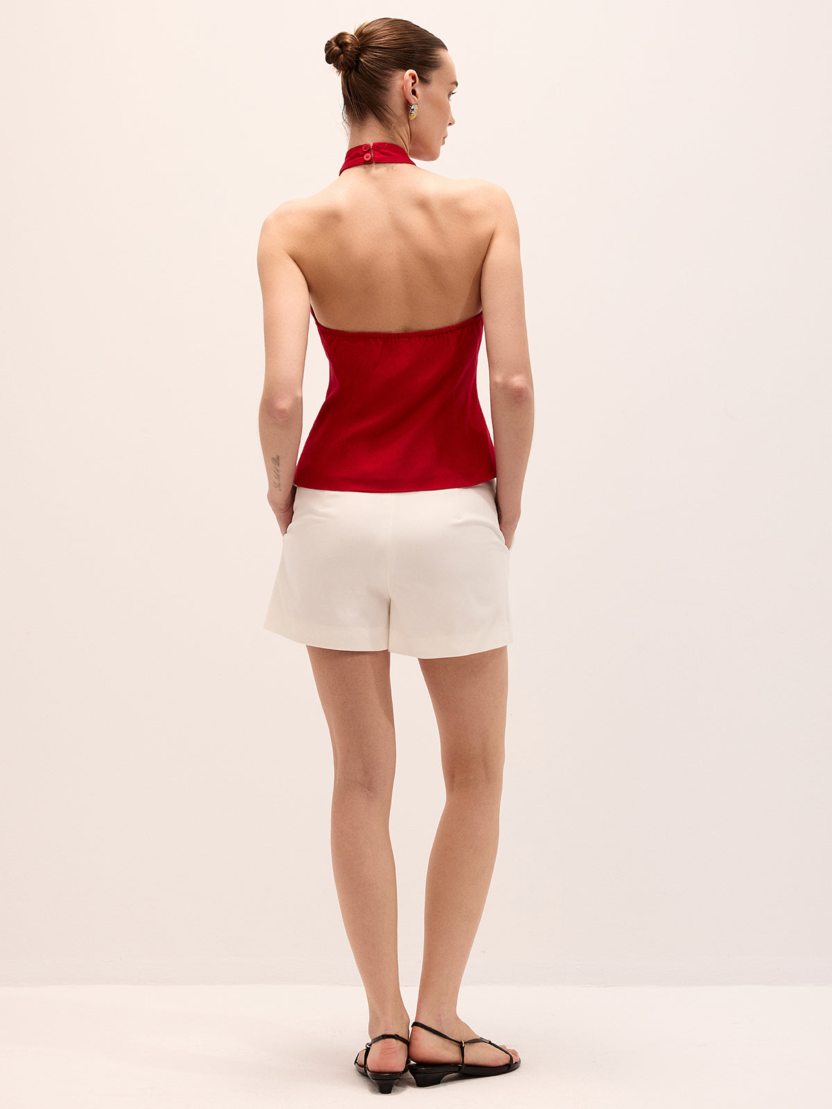 Linen Blend Crisscross Halter Top for Women Spring Summer Fashion