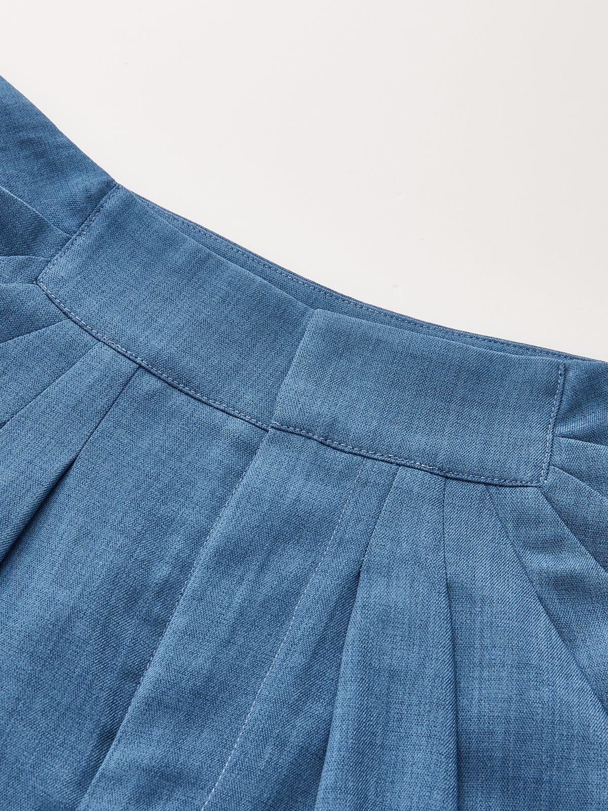 Casual Pleated Wide Leg Pants Elastic Waist Comfort Fit