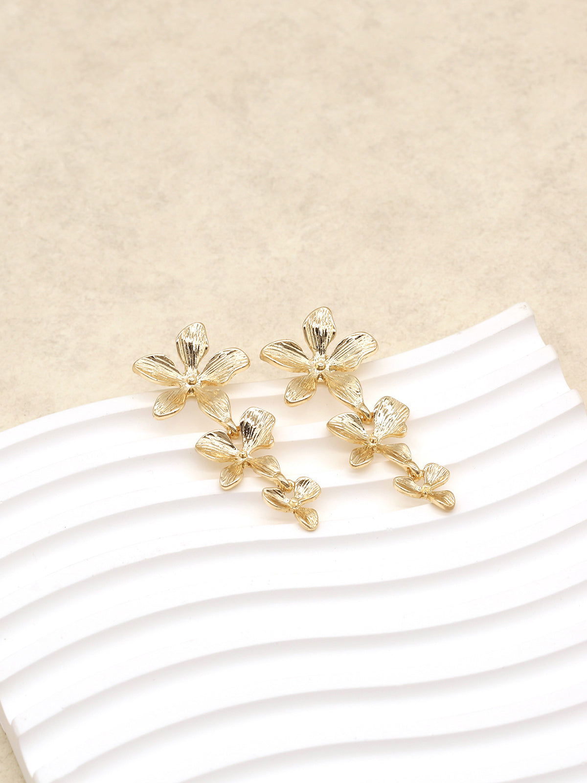 Cascading Flower Dangle Earrings Handcrafted Bohemian Style