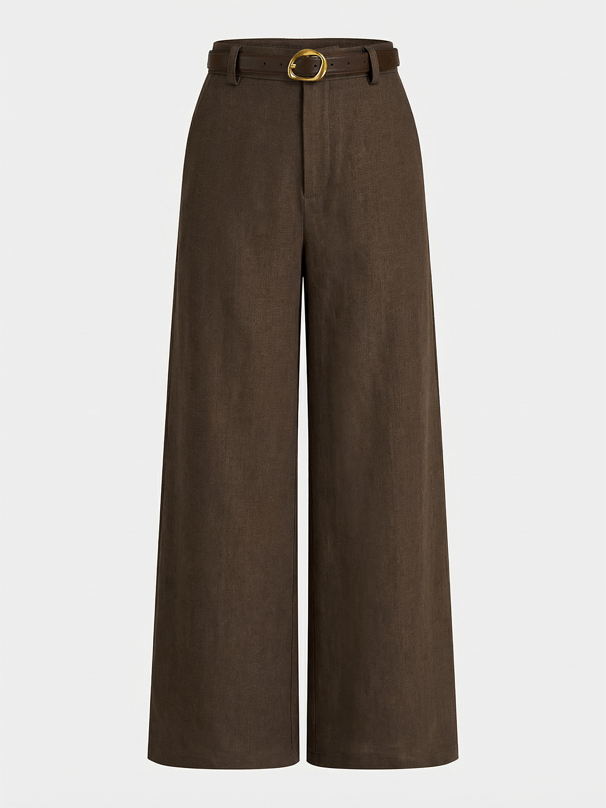 Belted Linen-Blend Wide-Leg Pants for Women, Summer Casual Fit