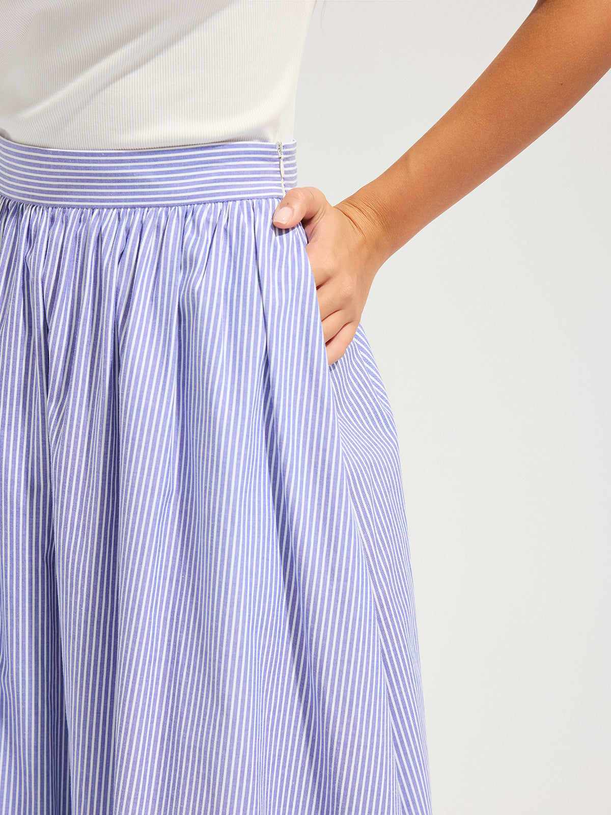 Oversized Striped Mid Waist Maxi Skirt for Women Casual Flowy