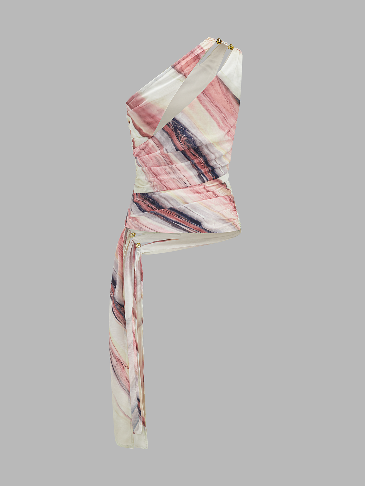 Tie Dye One Shoulder Cutout Top with Trendy Asymmetrical Design