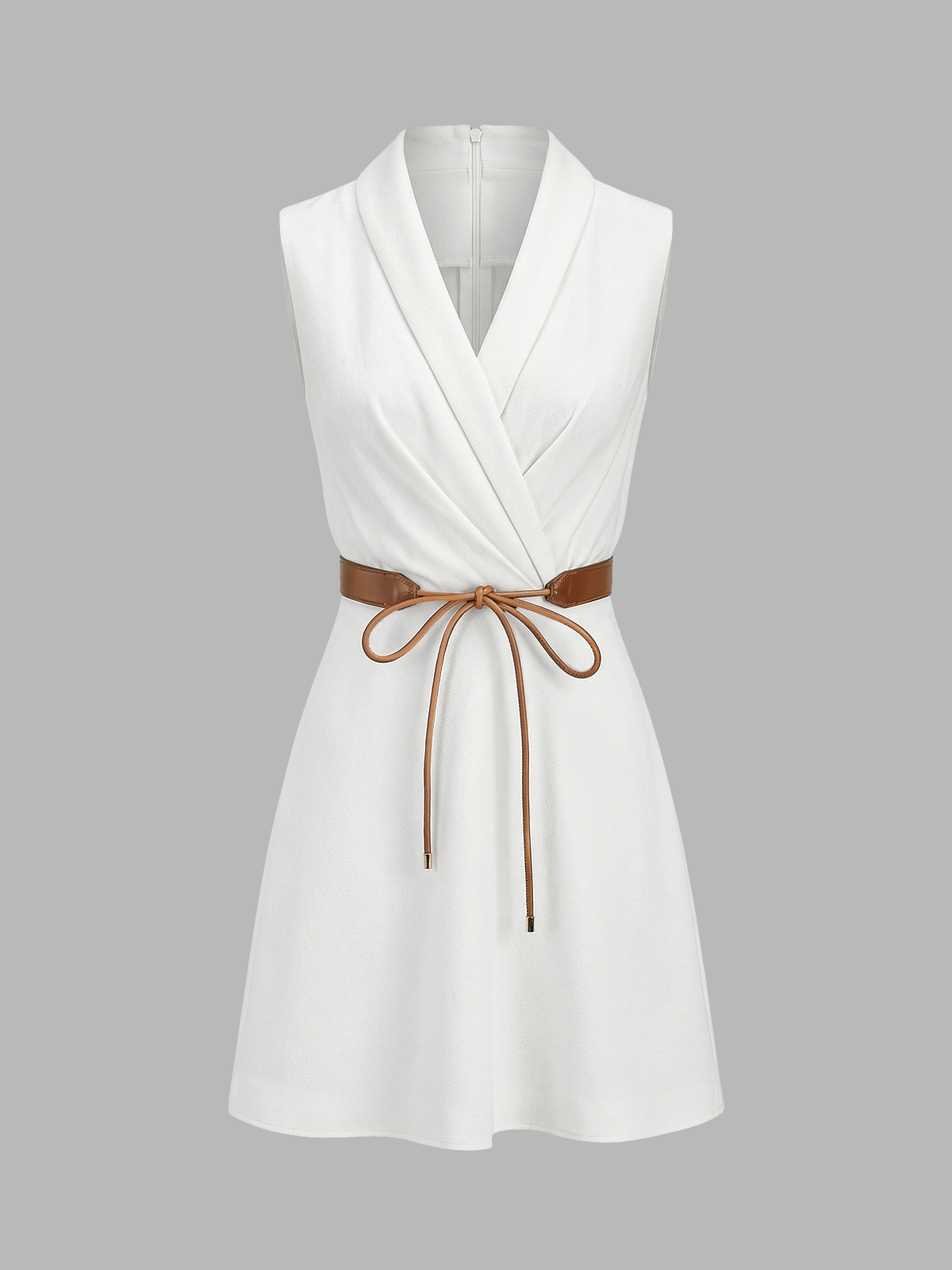 Belted Wrap Linen Blend Sleeveless Mini Dress for Women Summer Casual