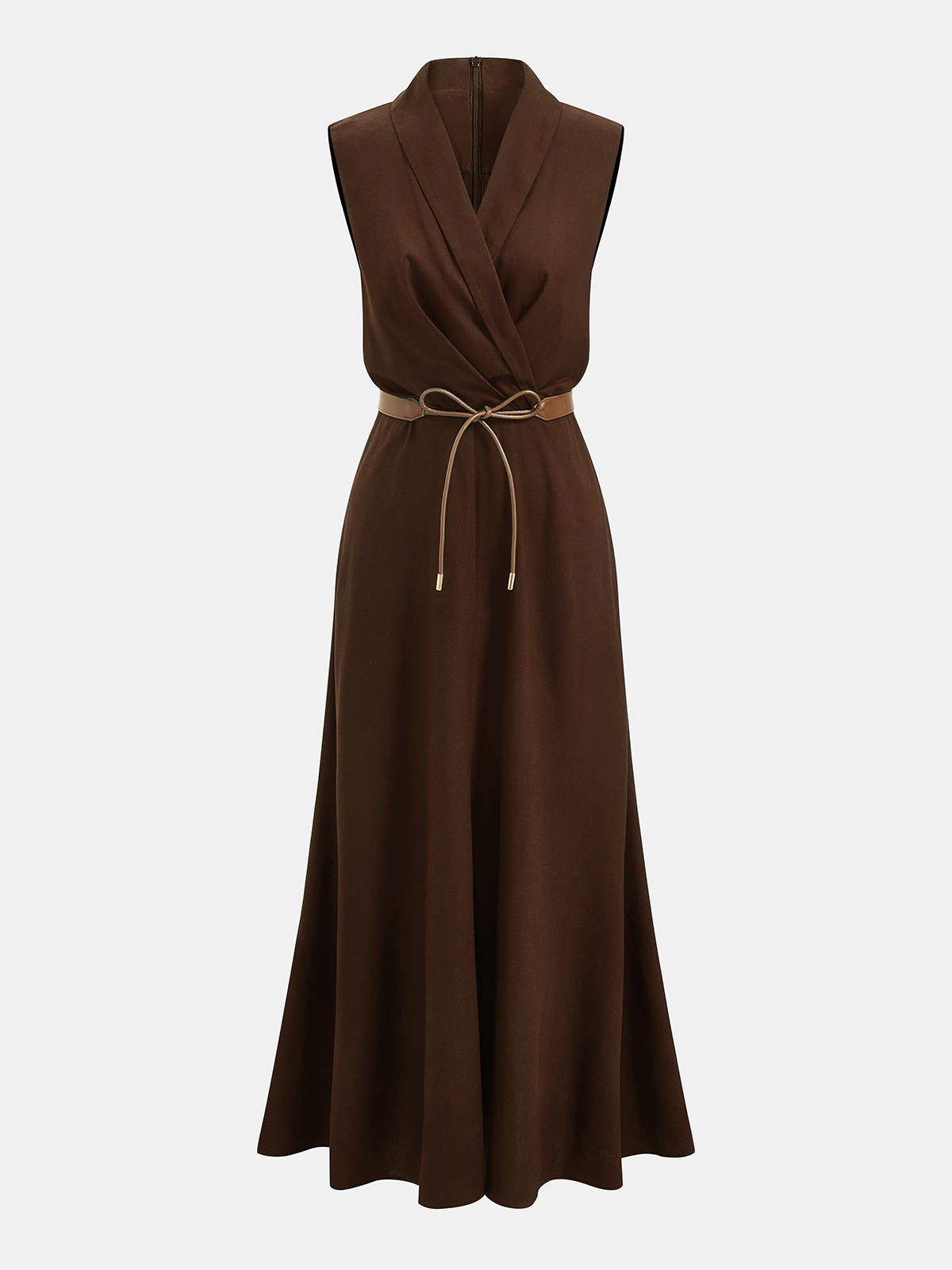Belted Sleeveless Wrap Maxi Dress for Women Elegant Flowy