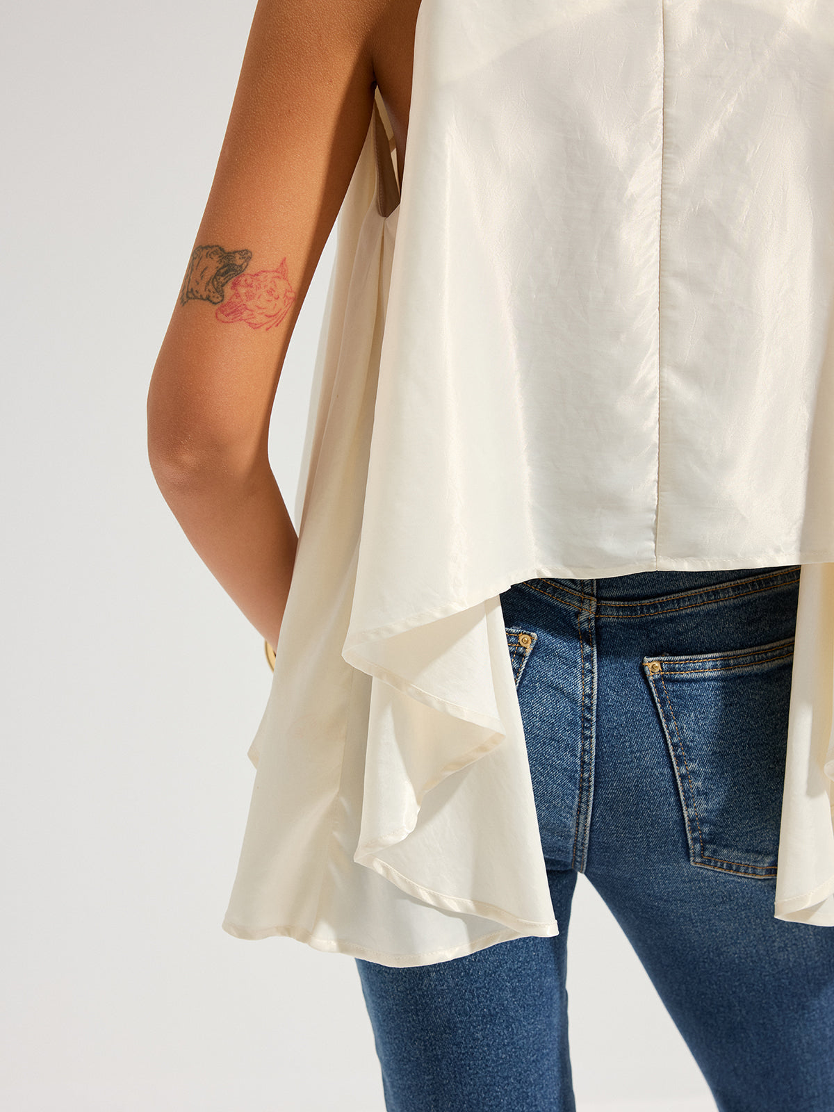 Sleeveless Flowy Asymmetric Ruffled Blouse for Women Casual Spring